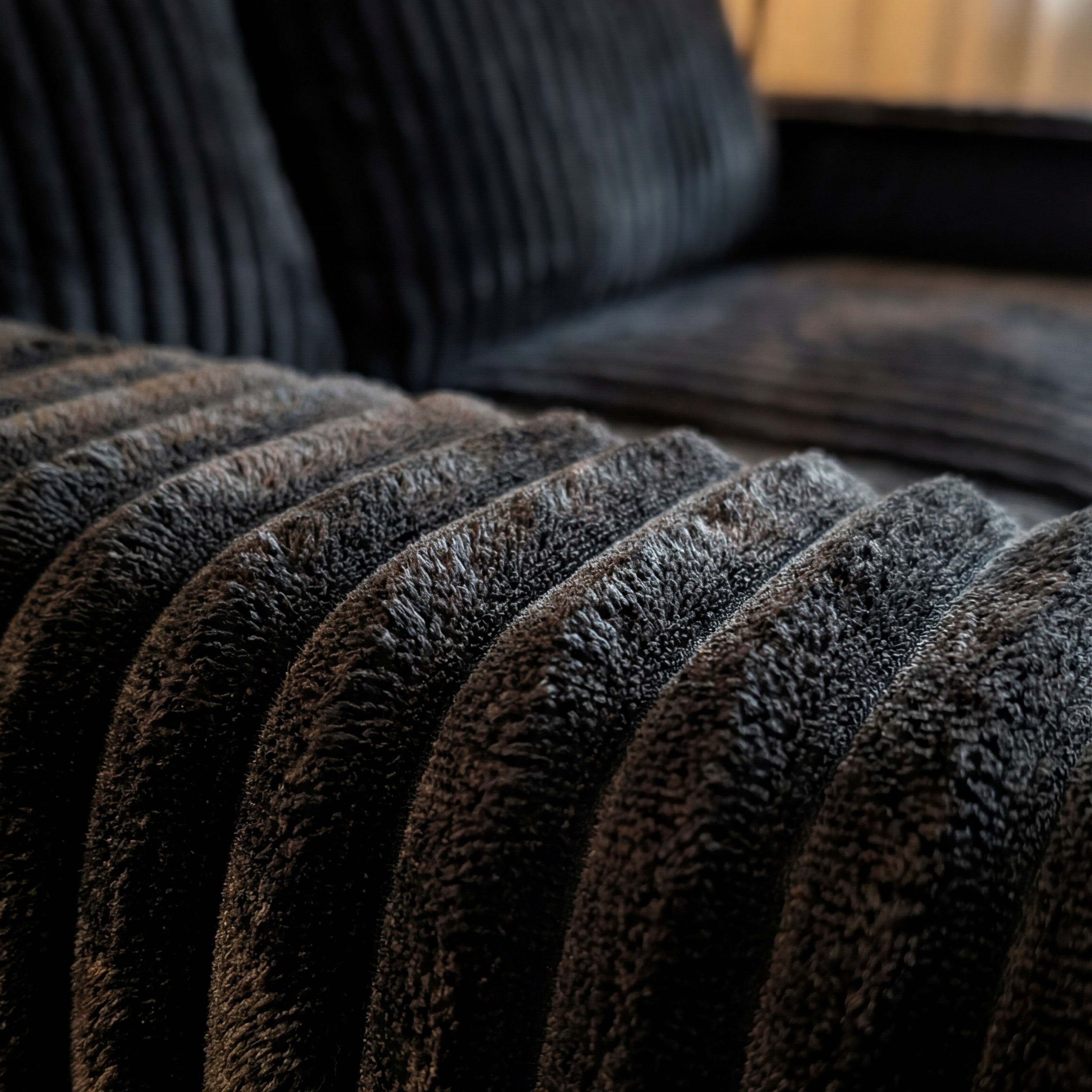 Minky Black Two-Piece Sectional