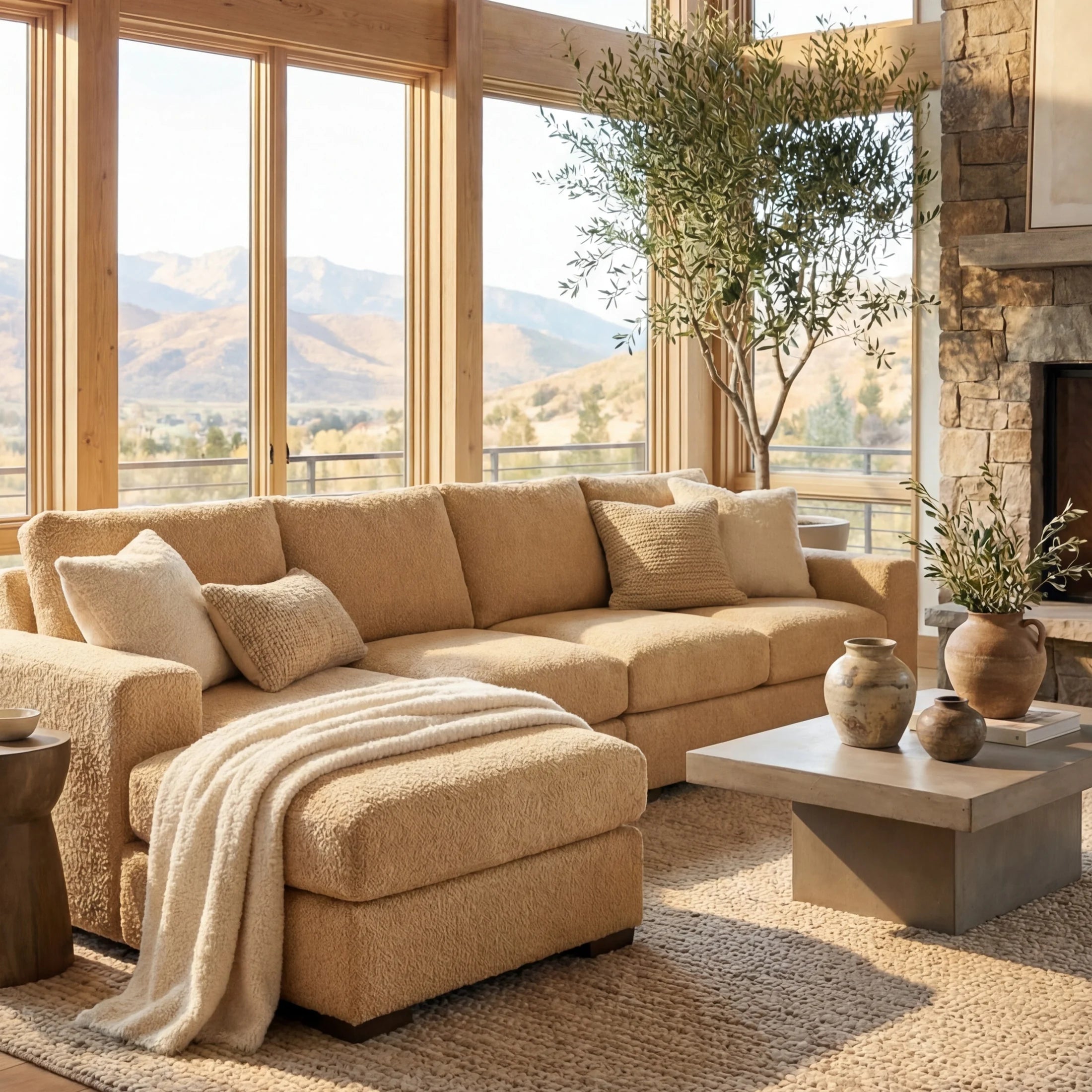 Cuddle Cashew Two-Piece Chaise Sectional