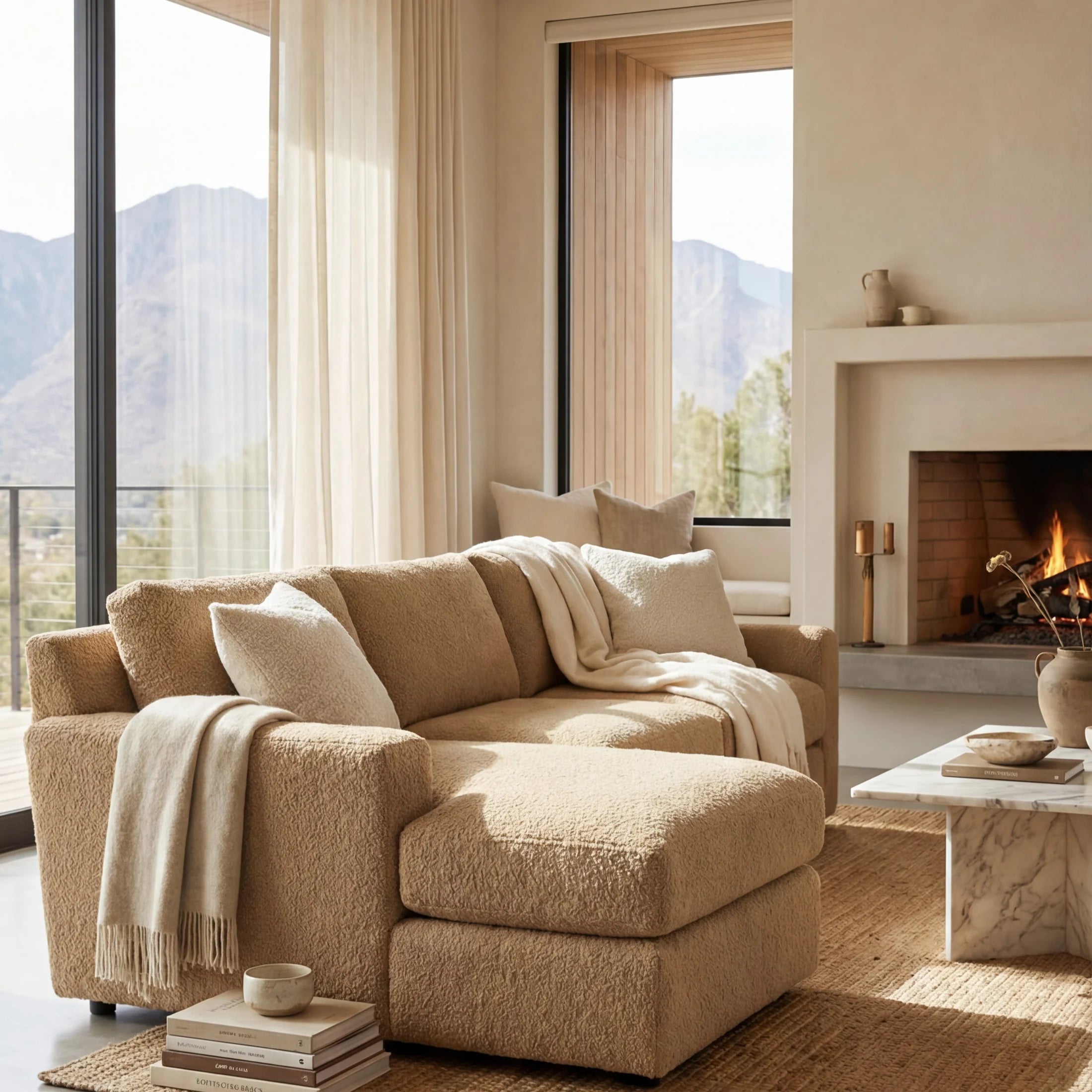 Cuddle Cashew Two-Piece Chaise Sectional