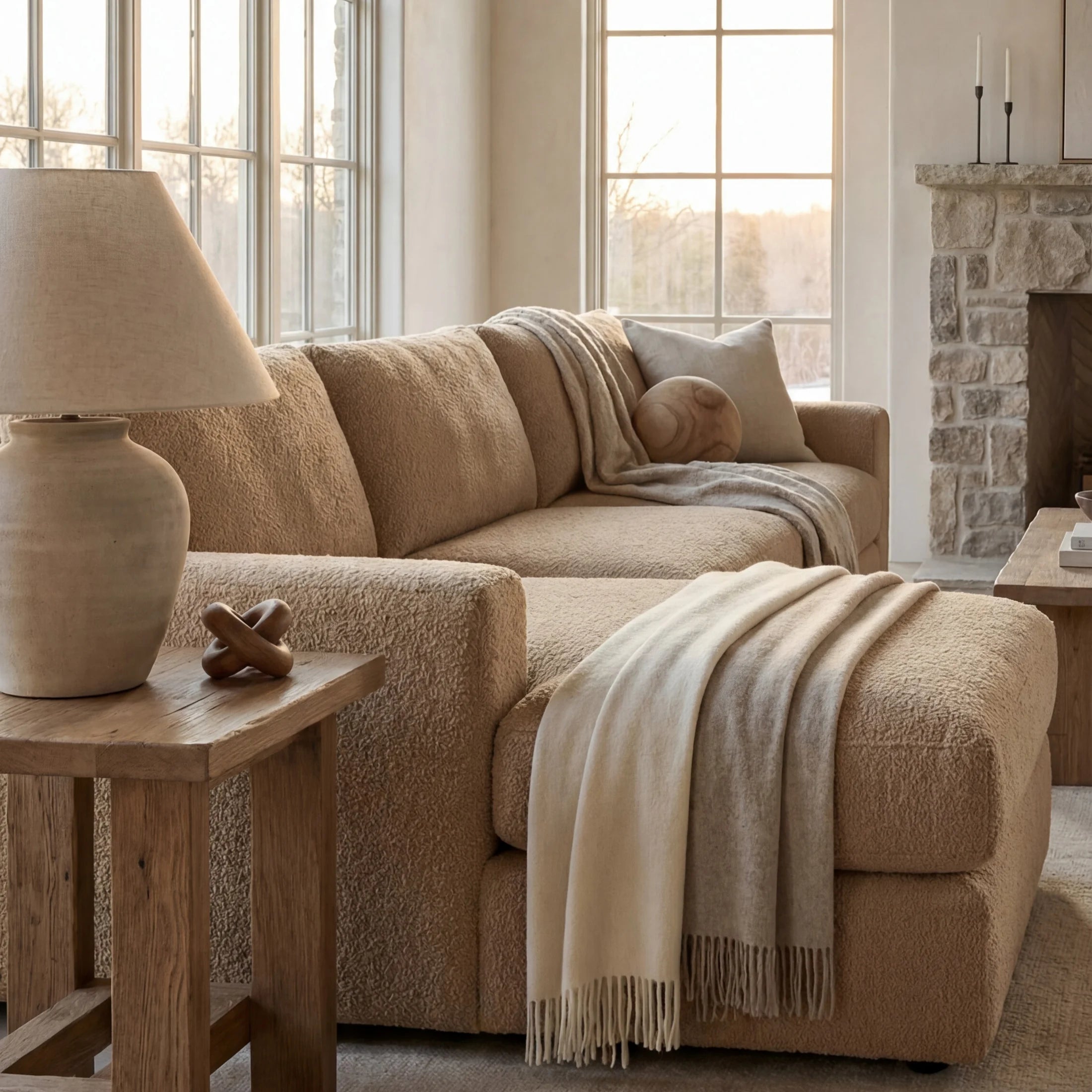 Cuddle Cashew Two-Piece Chaise Sectional
