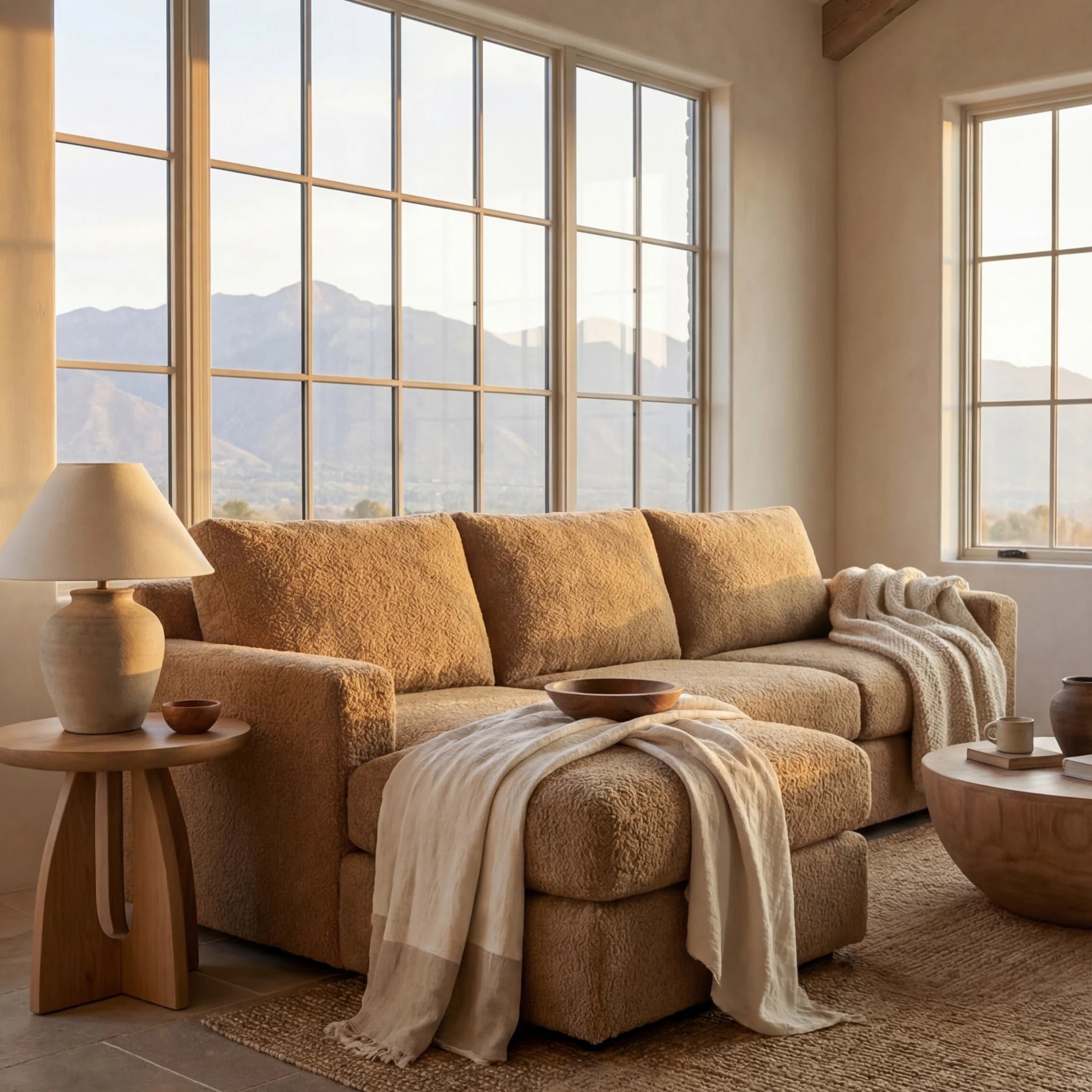 Cuddle Cashew Two-Piece Chaise Sectional
