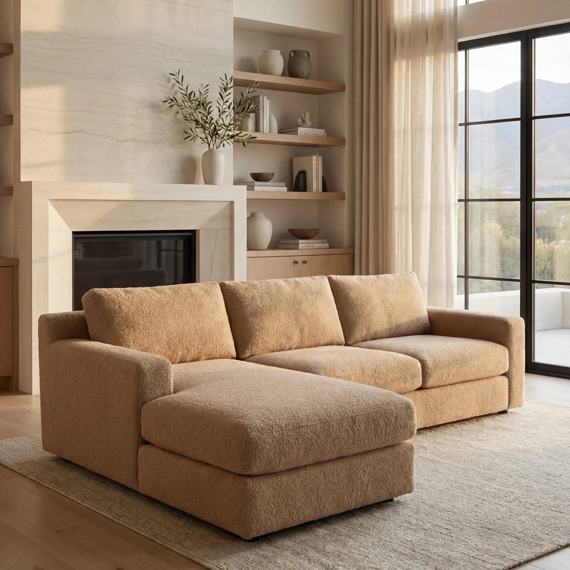 Cuddle Cashew Two-Piece Chaise Sectional