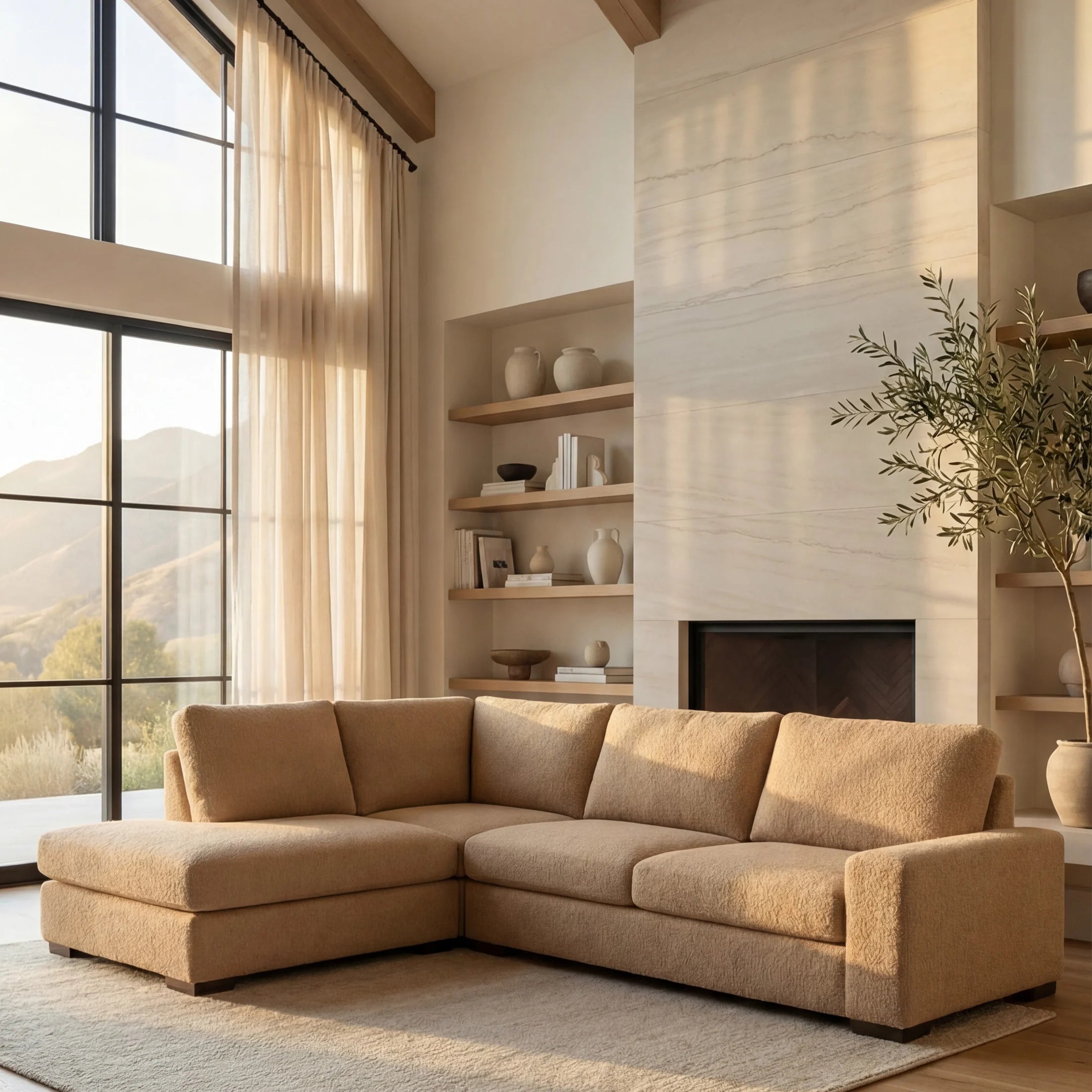 Cuddle Cashew Veylo Two-Piece Sectional