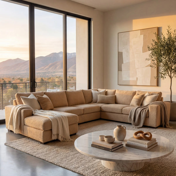 Cuddle Cashew Three-Piece Chaise Sectional