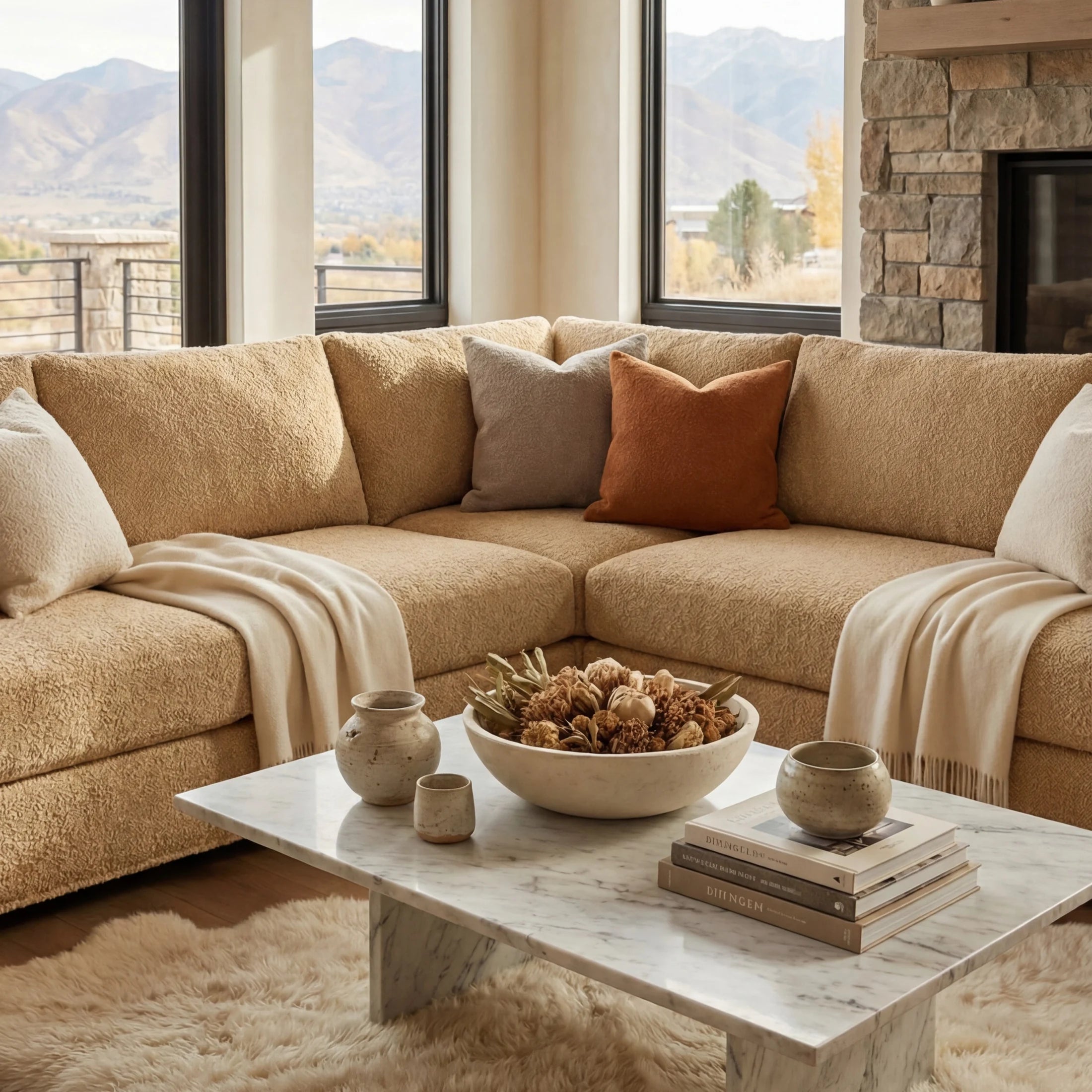 Cuddle Cashew Three-Piece Sectional