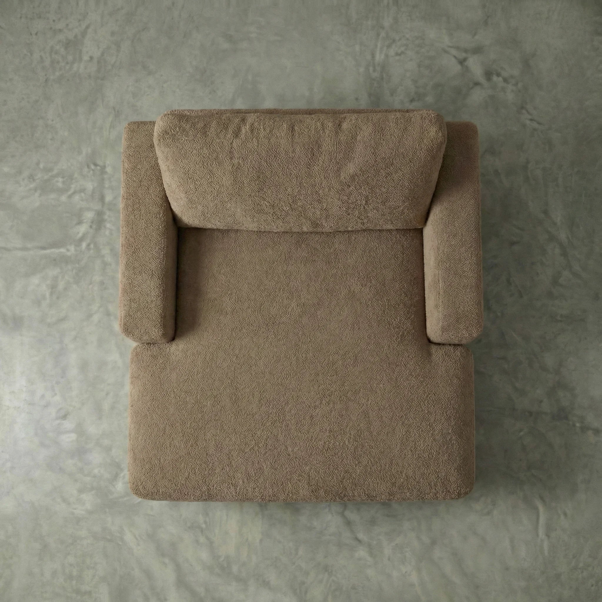 Aerial studio view of Cuddle Cashew chaise lounger