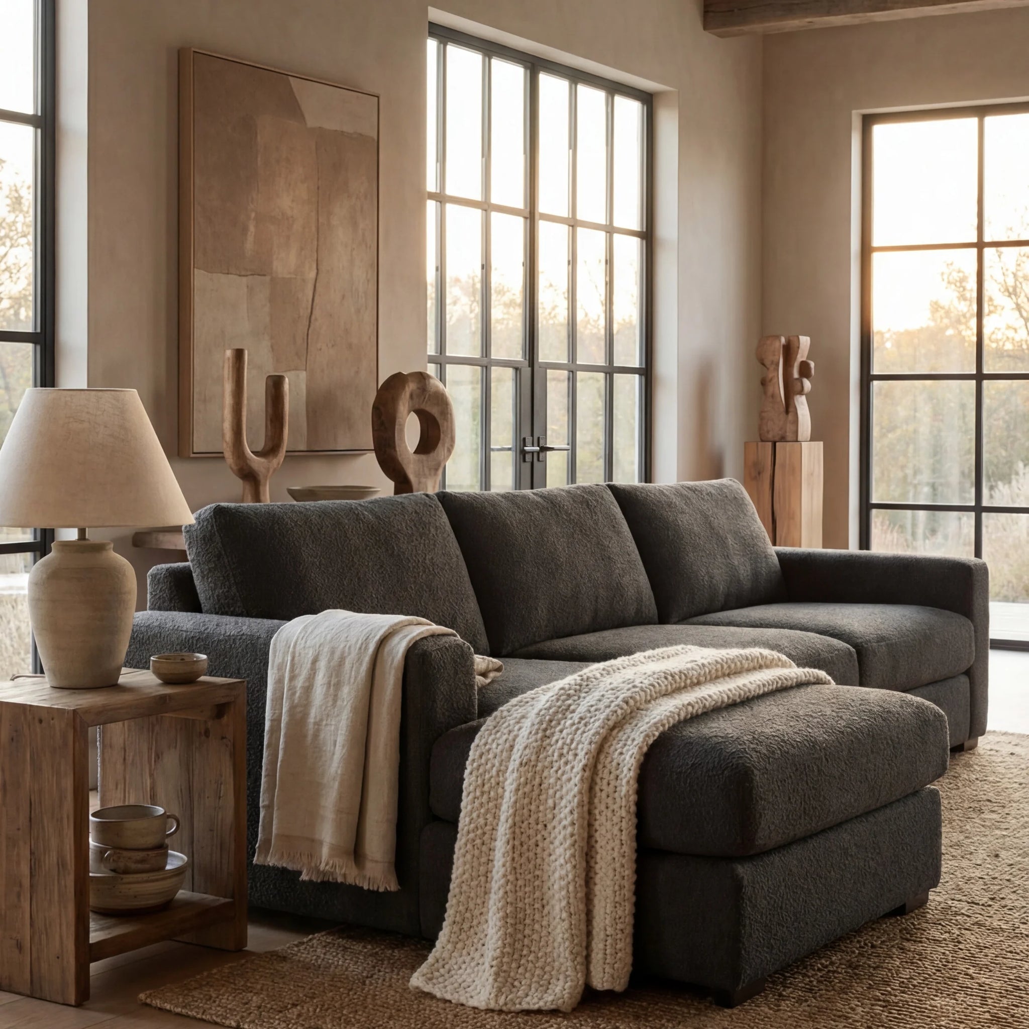 Cuddle Charcoal Two-Piece Chaise Sectional