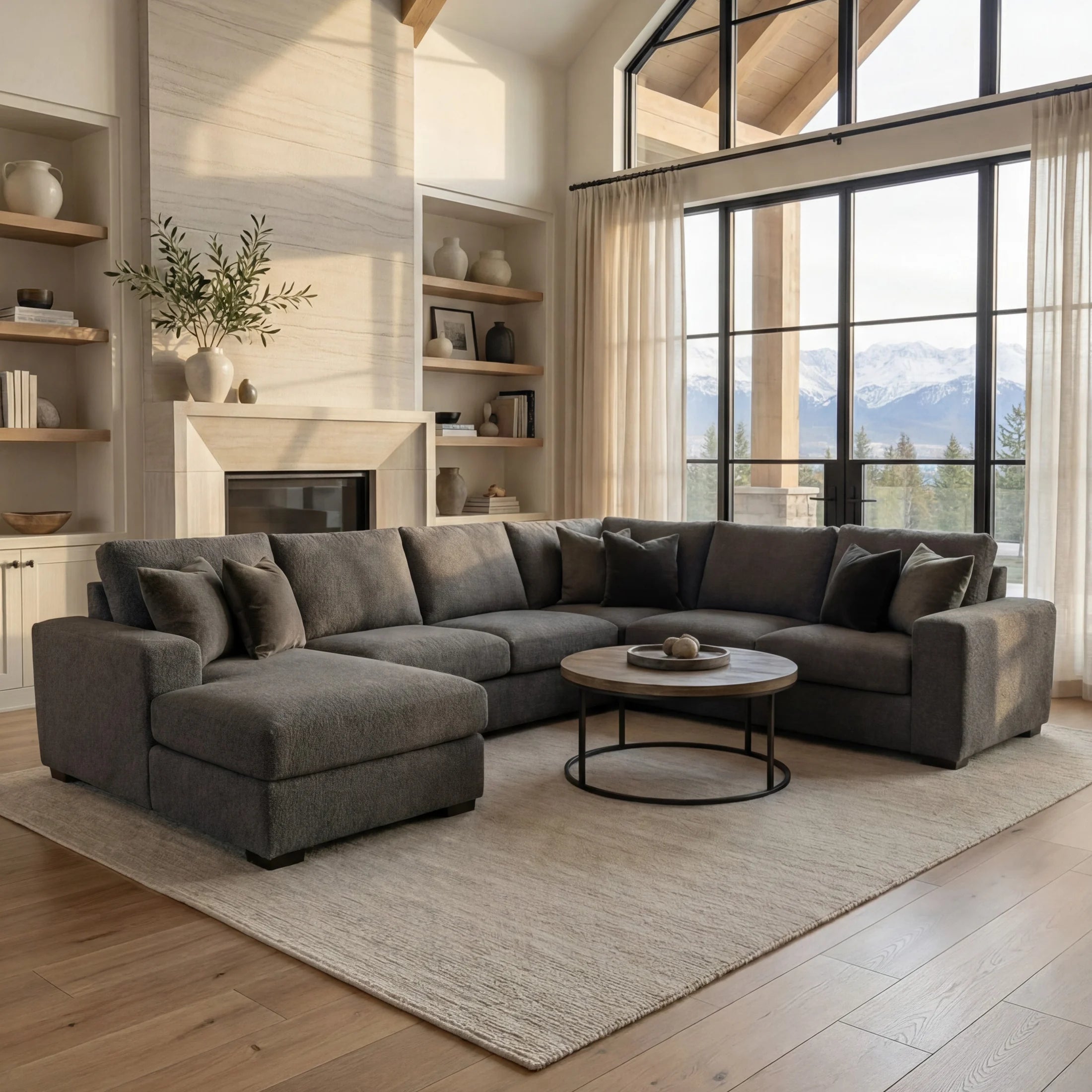Charcoal Cuddle Three-Piece Chaise Sectional