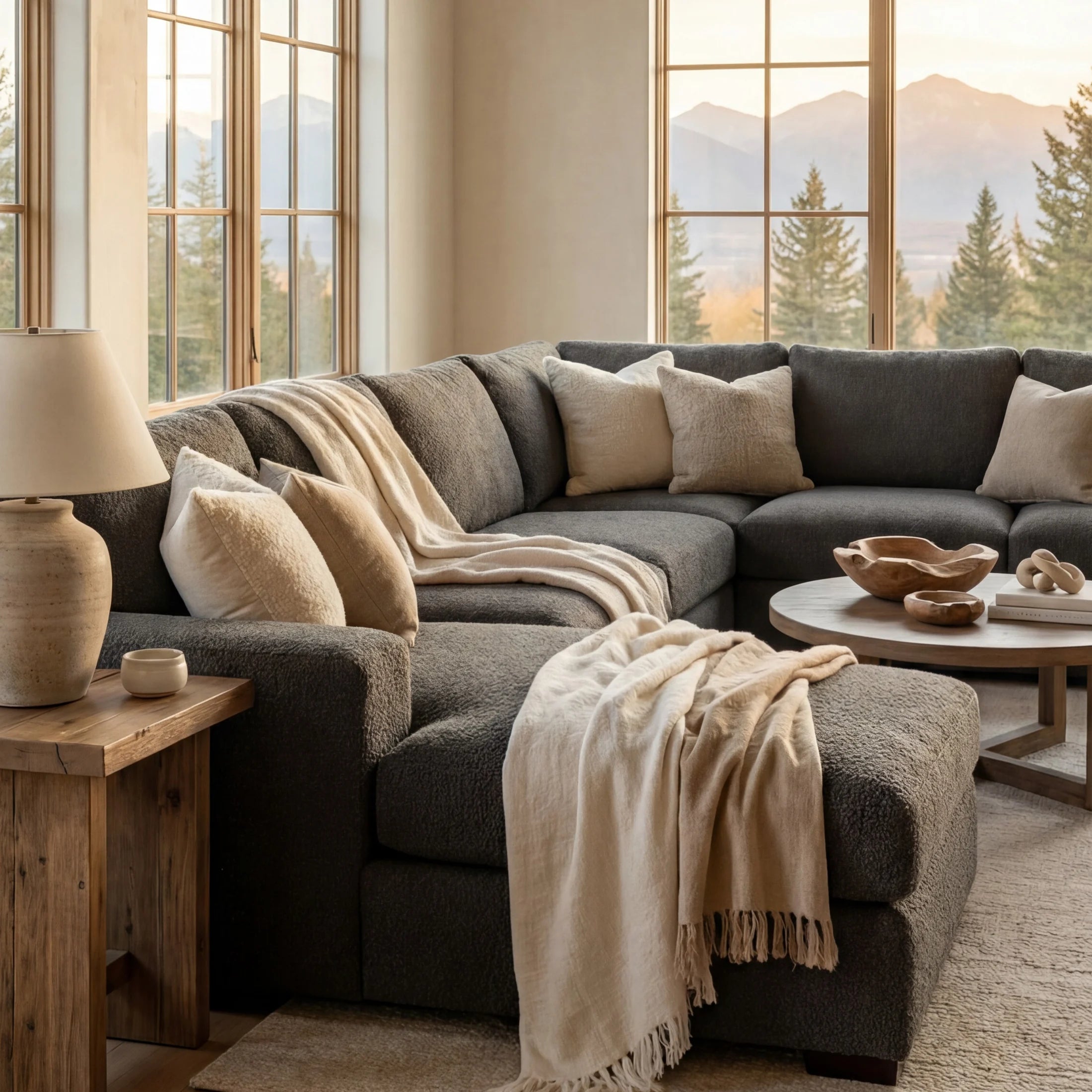 Charcoal Cuddle Three-Piece Chaise Sectional