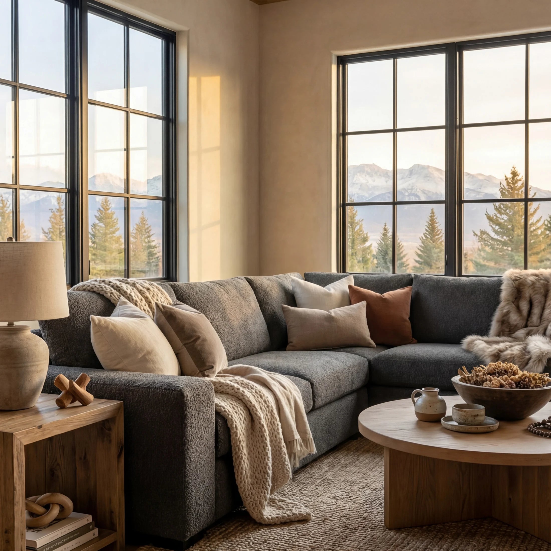 Charcoal Cuddle Three-Piece Chaise Sectional