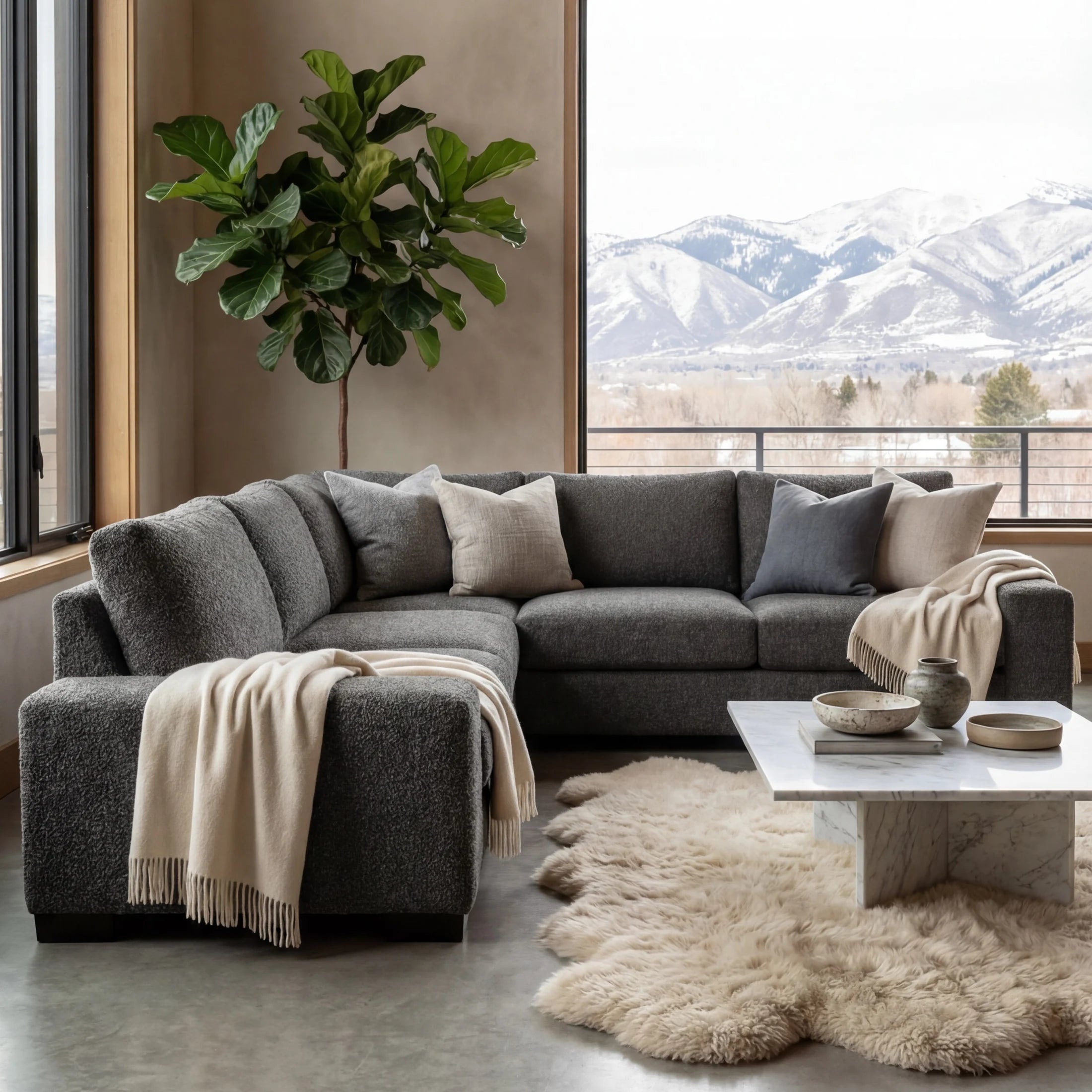 Cuddle Charcoal Three-Piece Sectional