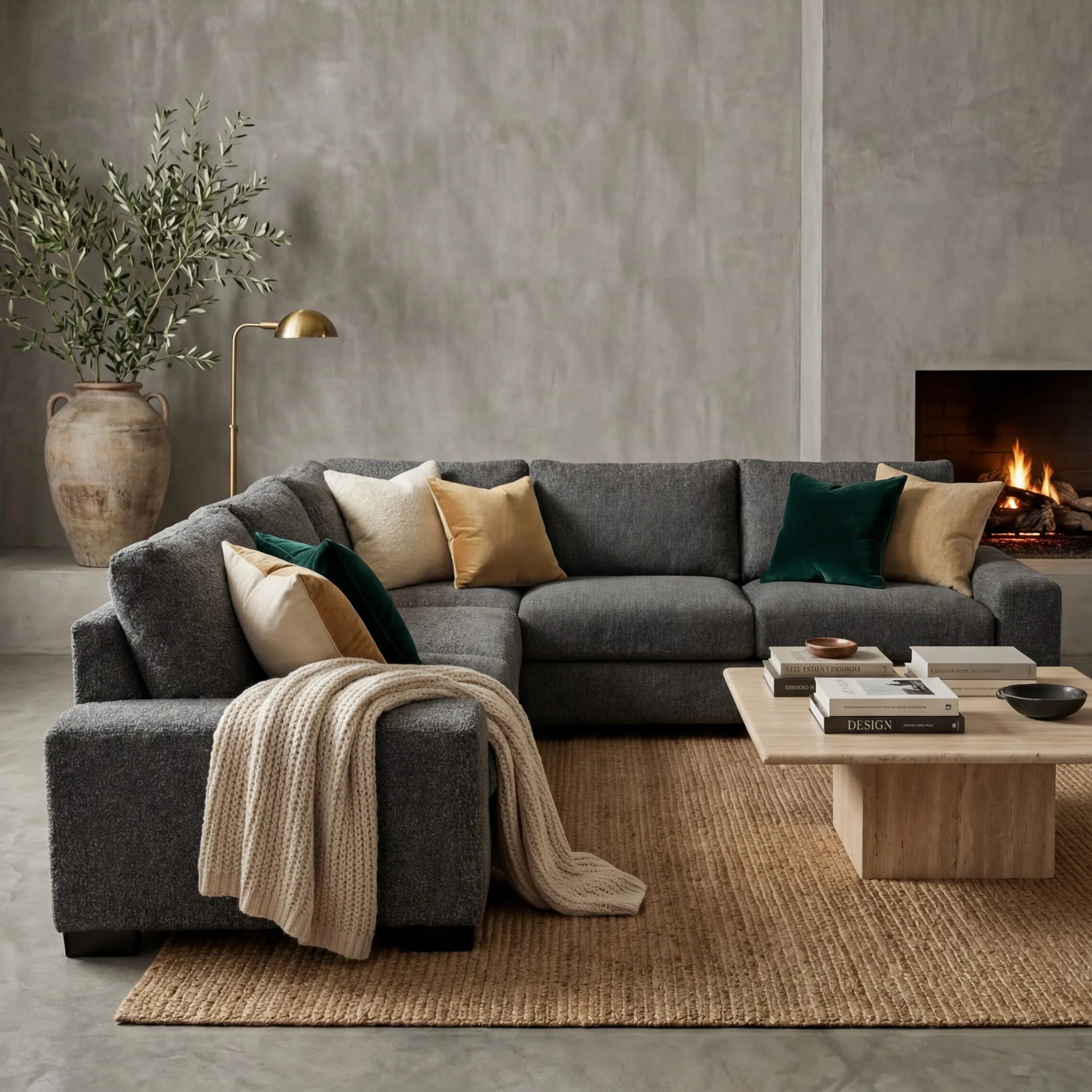 Cuddle Charcoal Three-Piece Sectional