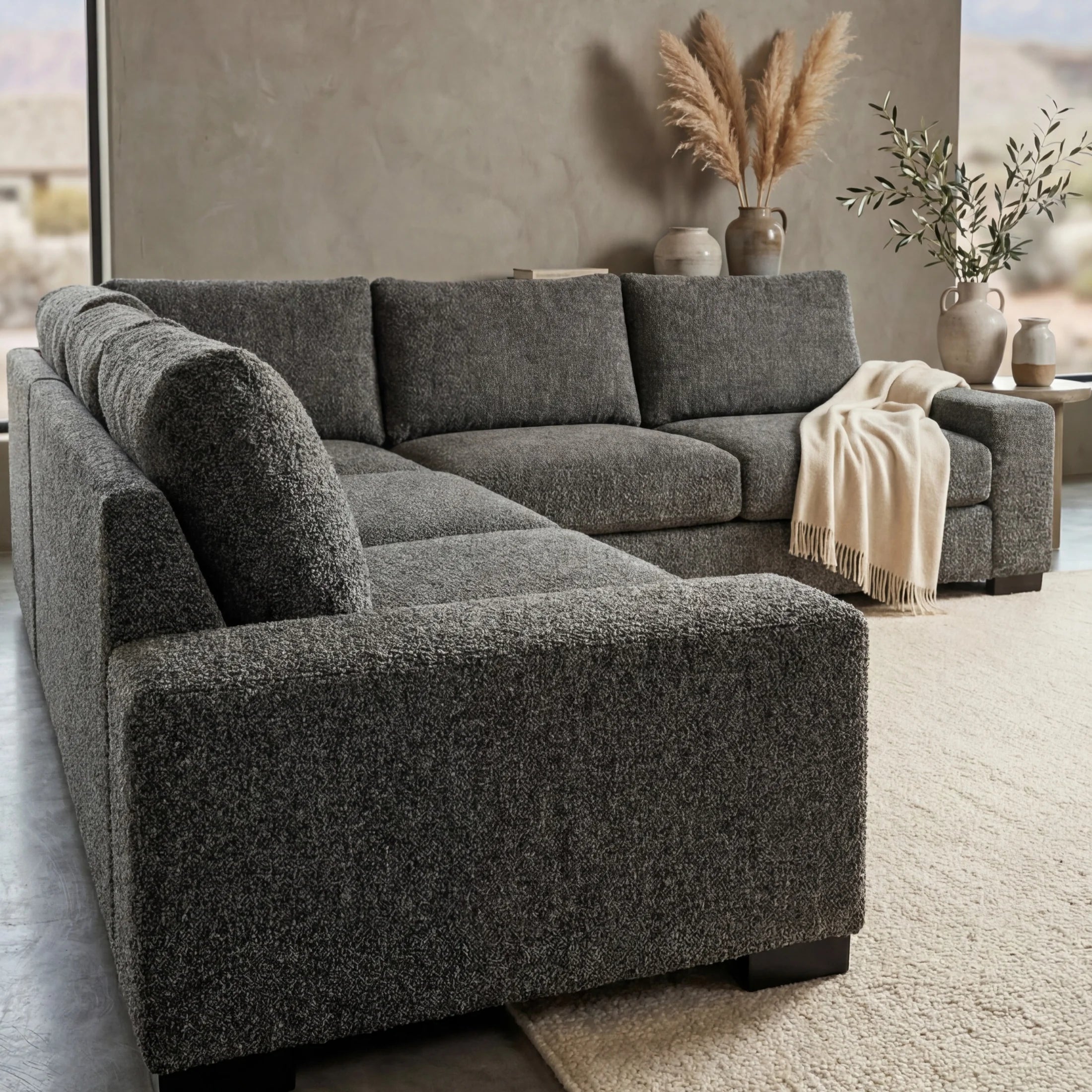 Cuddle Charcoal Three-Piece Sectional