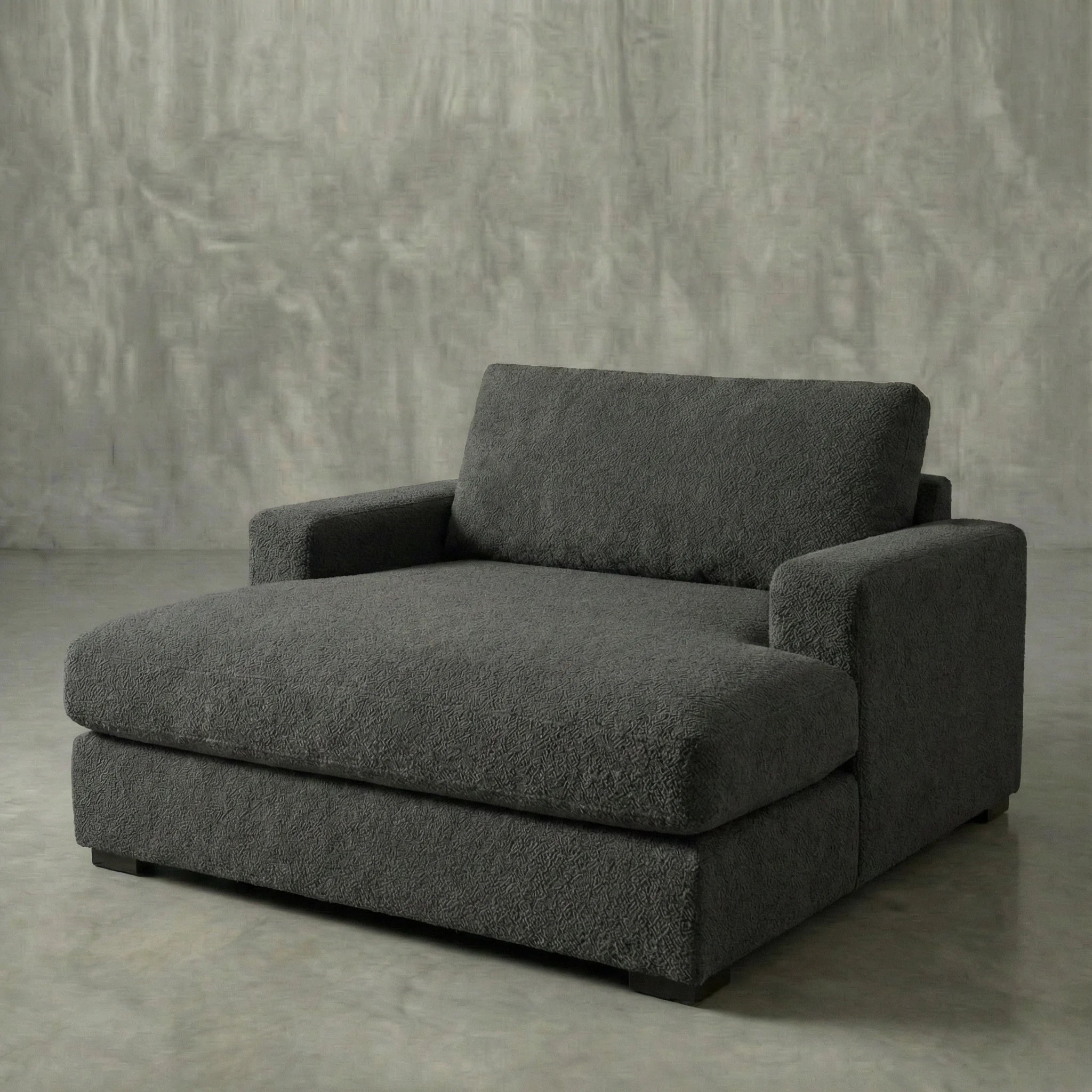 Hero studio shot of Cuddle Charcoal chaise lounger