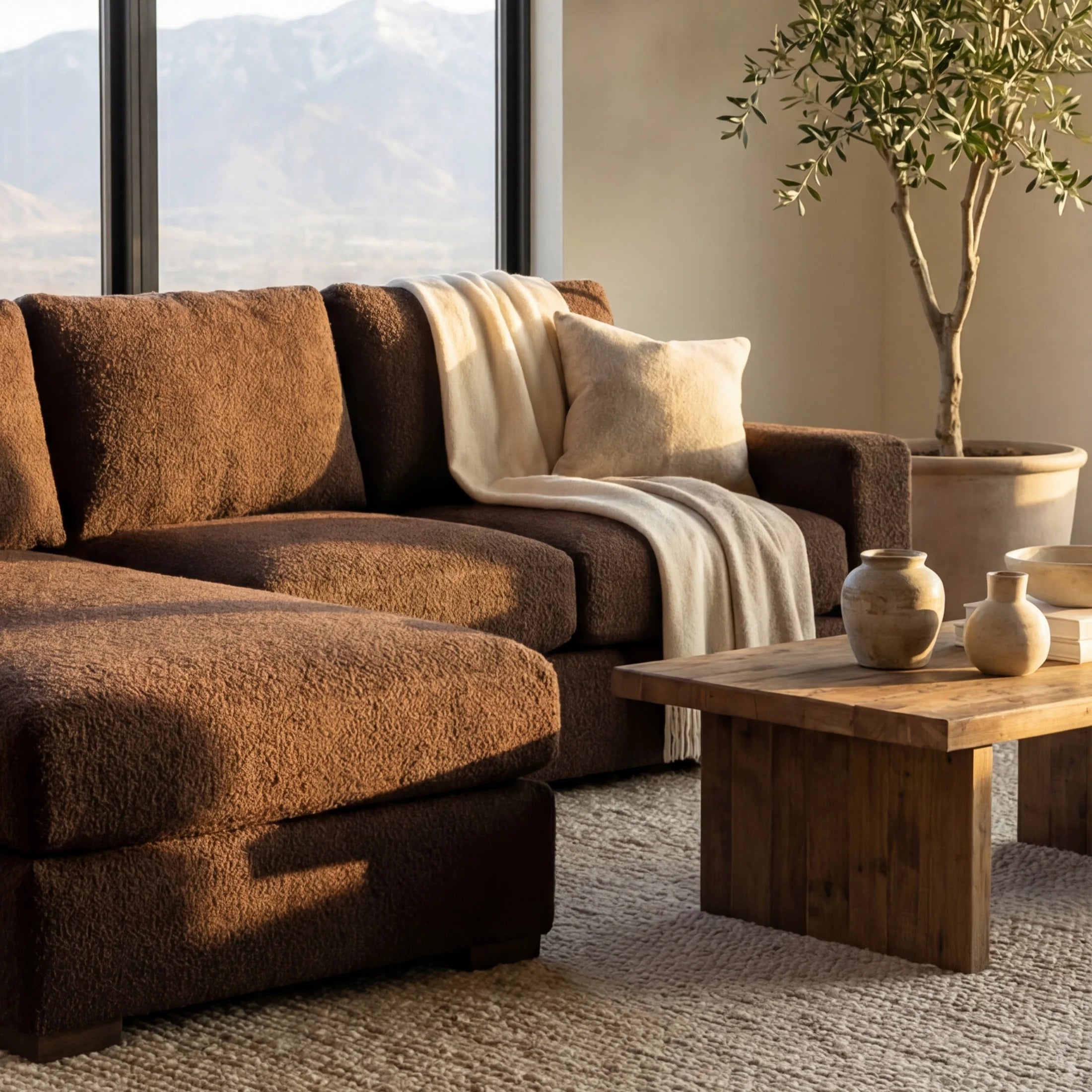 Cuddle Chocolate Two-Piece Chaise Sectional