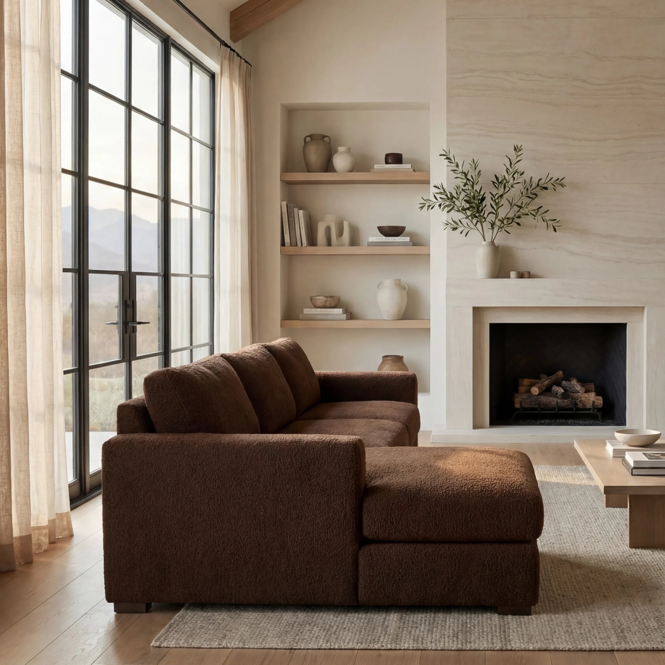 Cuddle Chocolate Two-Piece Chaise Sectional