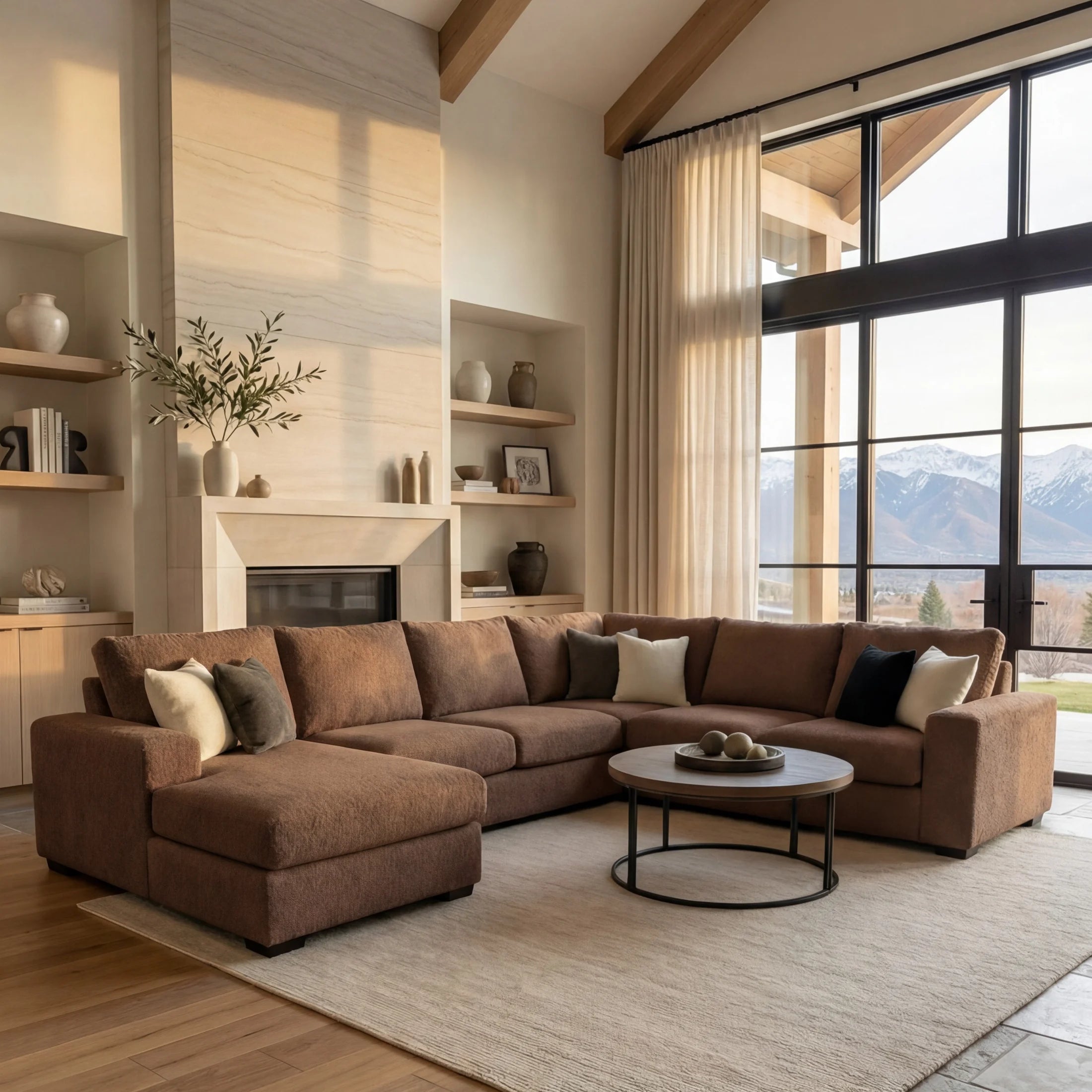 Cuddle Chocolate Three-Piece Chaise Sectional