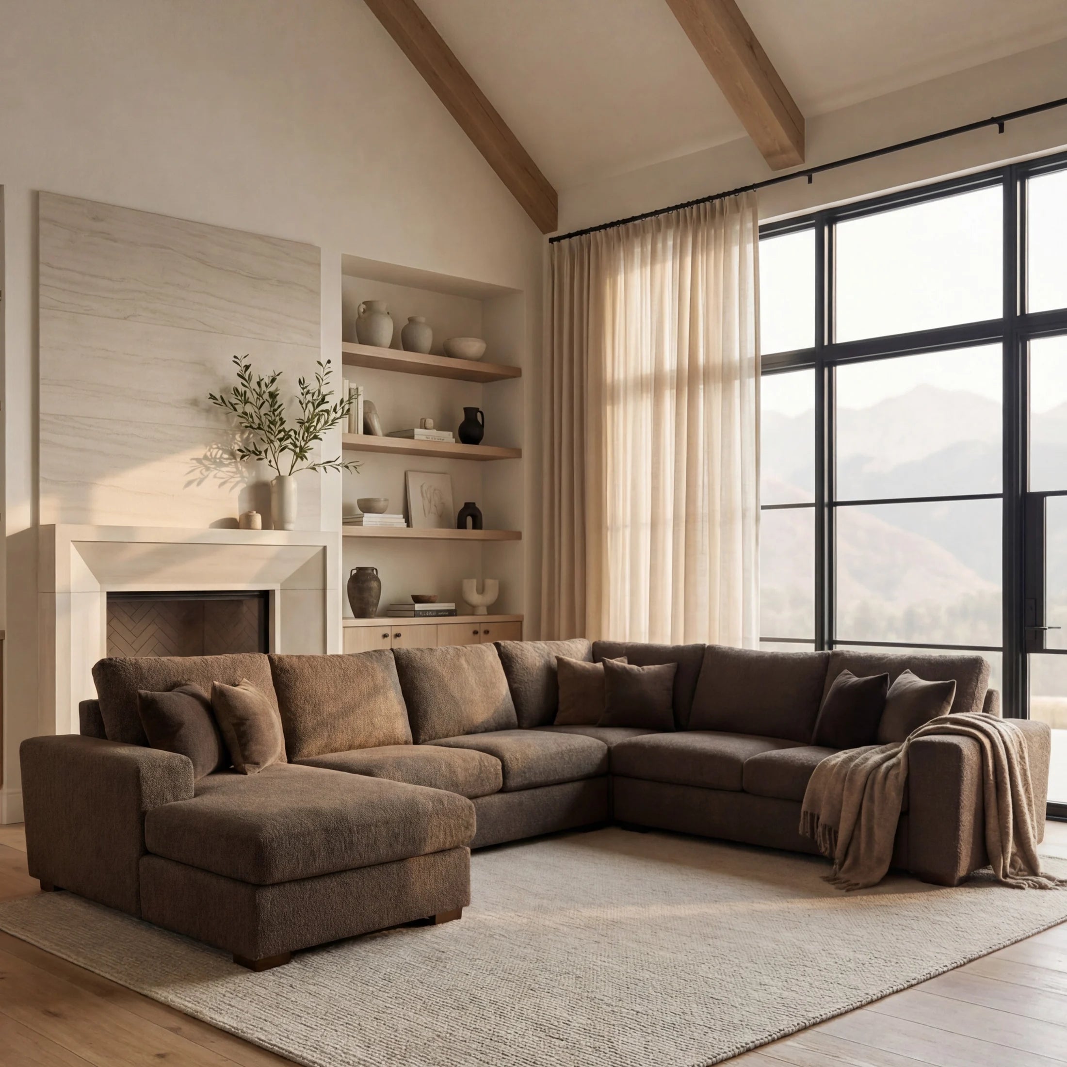 Cuddle Chocolate Three-Piece Chaise Sectional