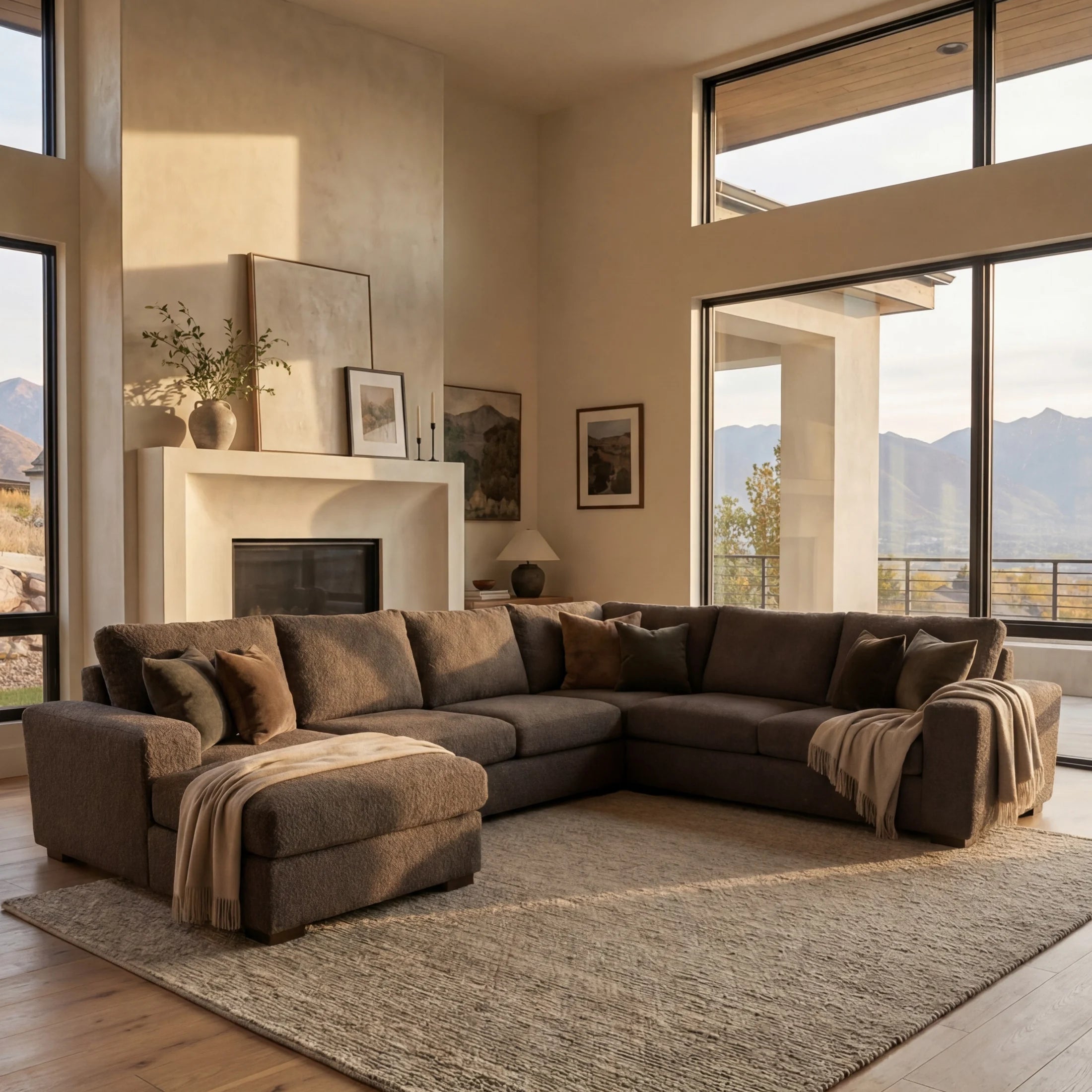 Cuddle Chocolate Three-Piece Chaise Sectional