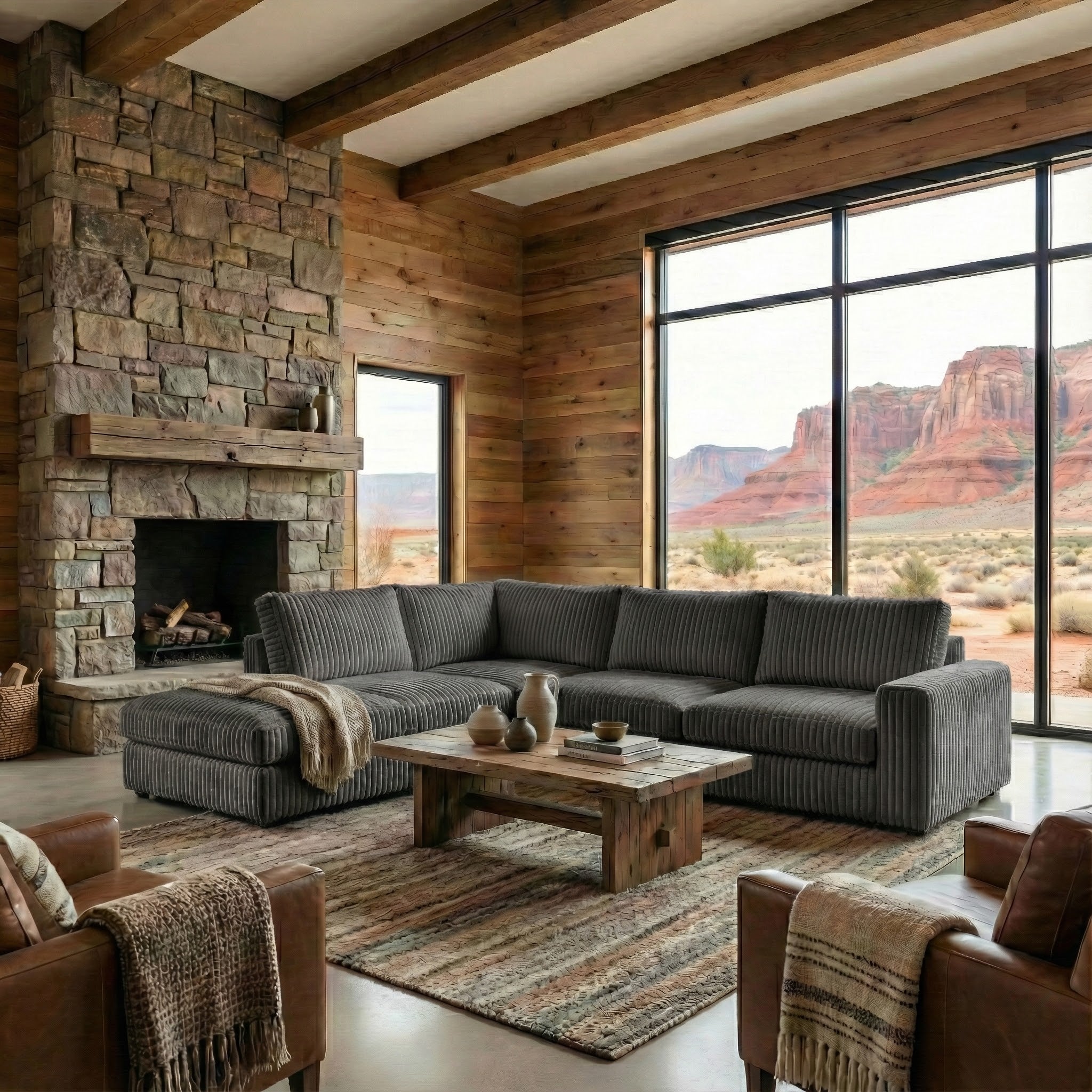 Minky Grey Two-Piece Sectional