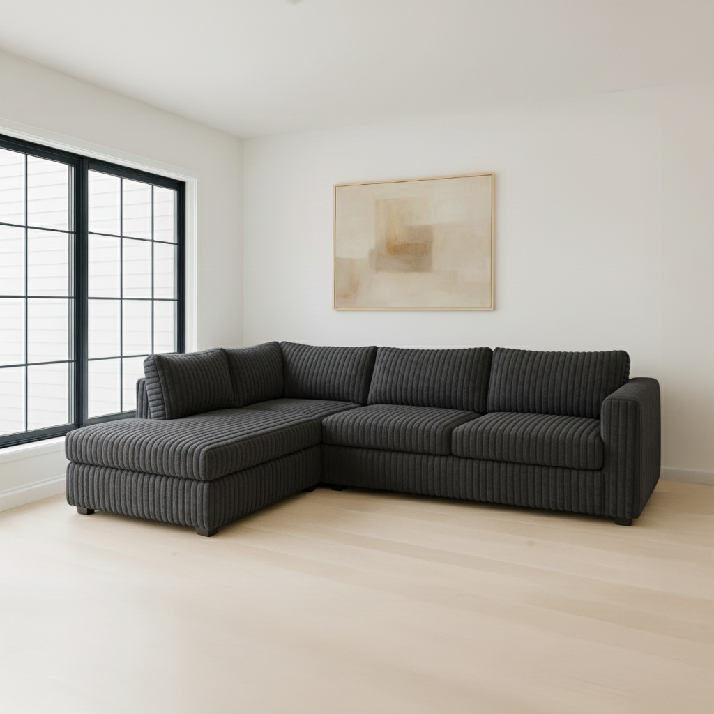 Minky Grey Two-Piece Sectional