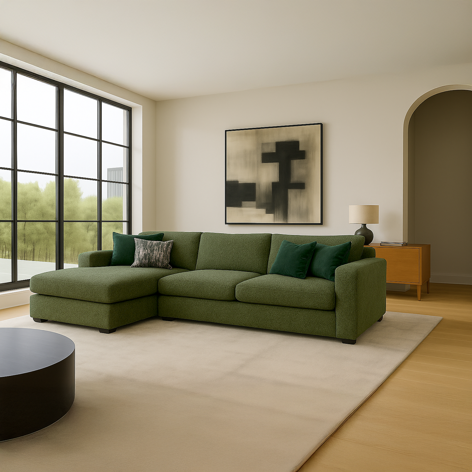 Cuddle Moss Two-Piece Chaise Sectional