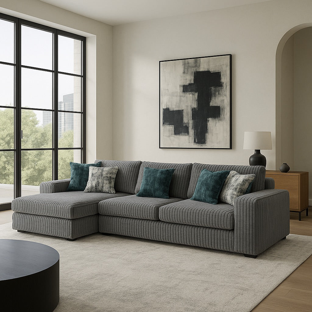 Minky Grey Two-Piece Chaise Sectional