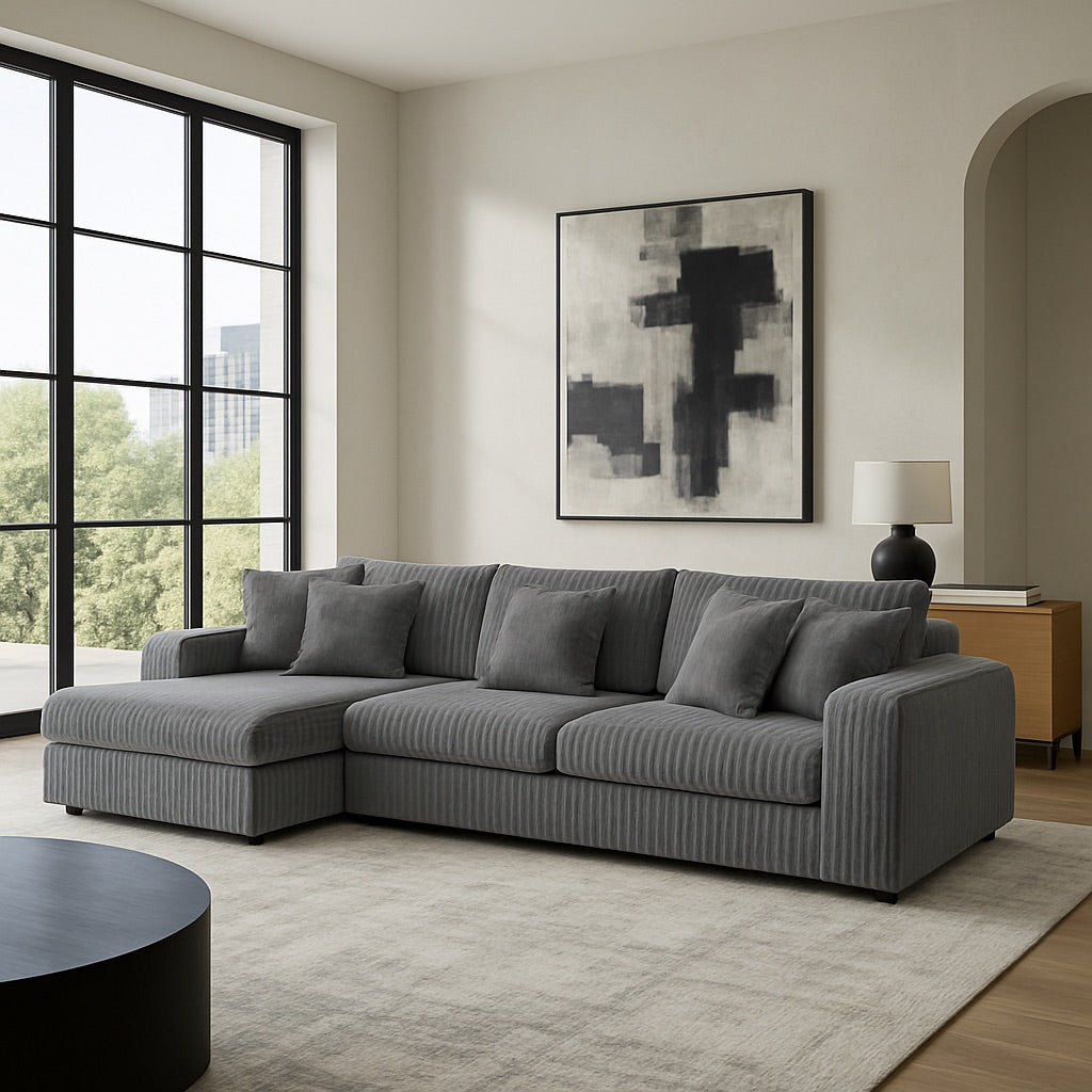 Minky Grey Two-Piece Chaise Sectional