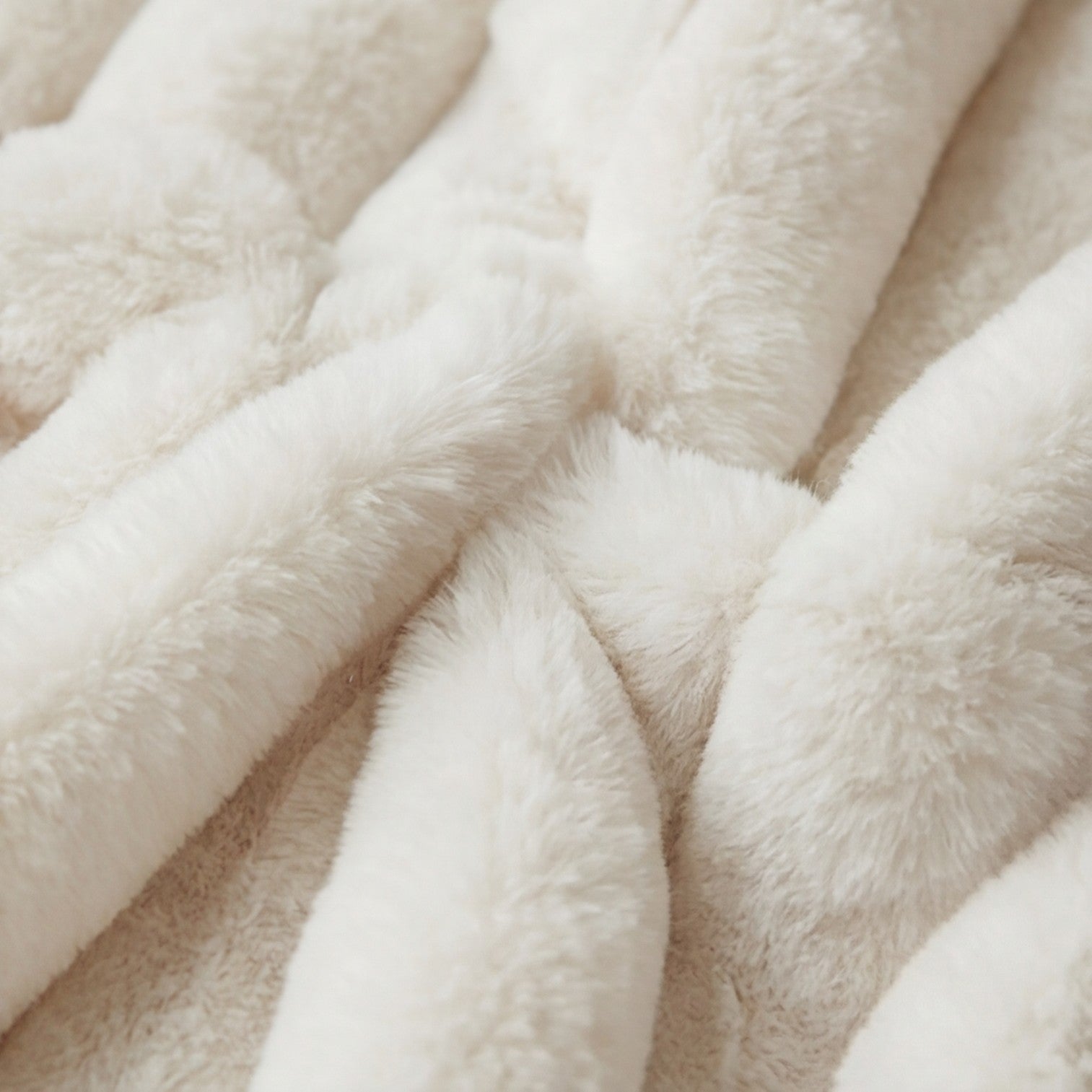 Minky Cream Oversize Ottoman Square