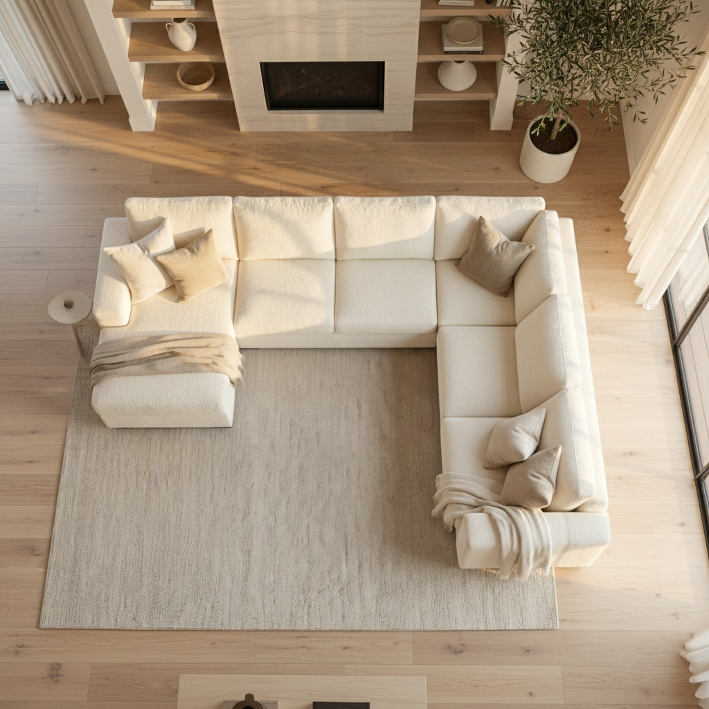 Cuddle Cream Three-Piece Chaise Sectional