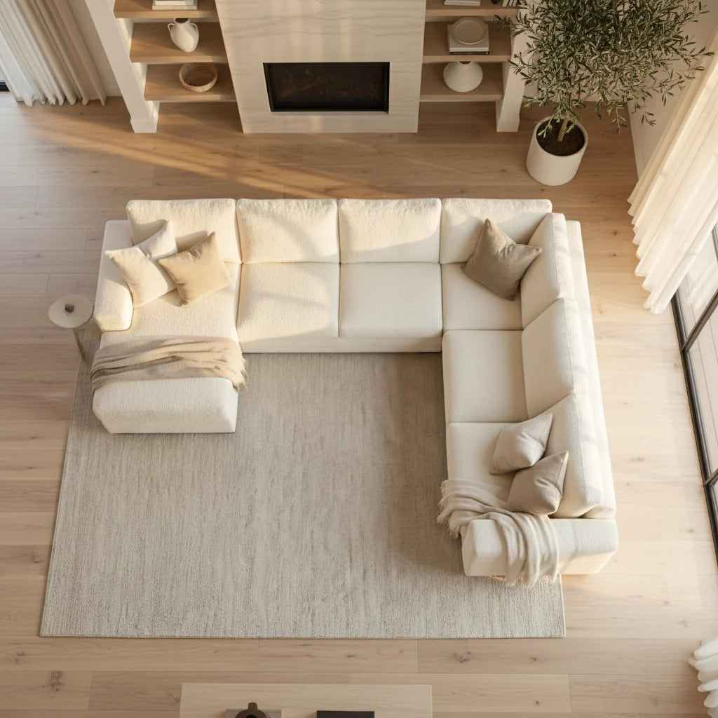 Cuddle Cream Three-Piece Chaise Sectional