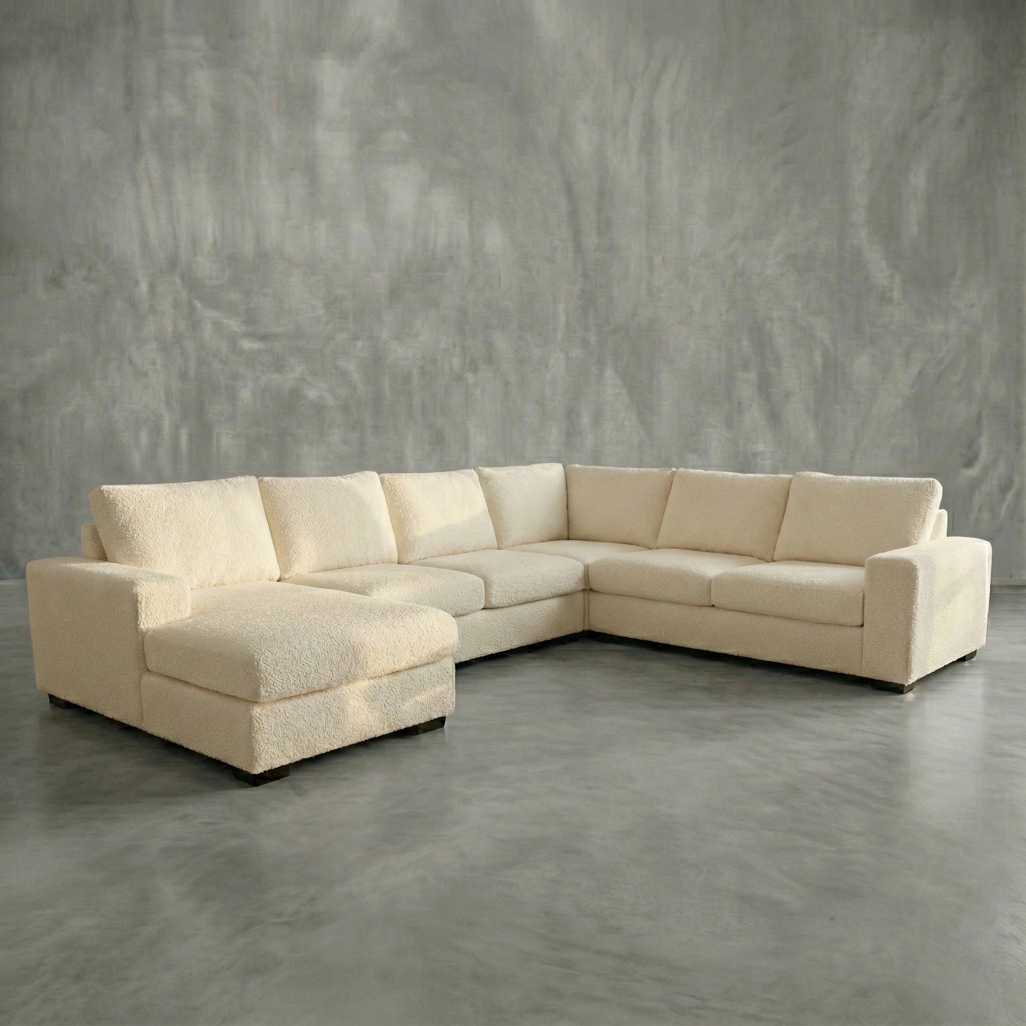 Cuddle Cream Three-Piece Chaise Sectional