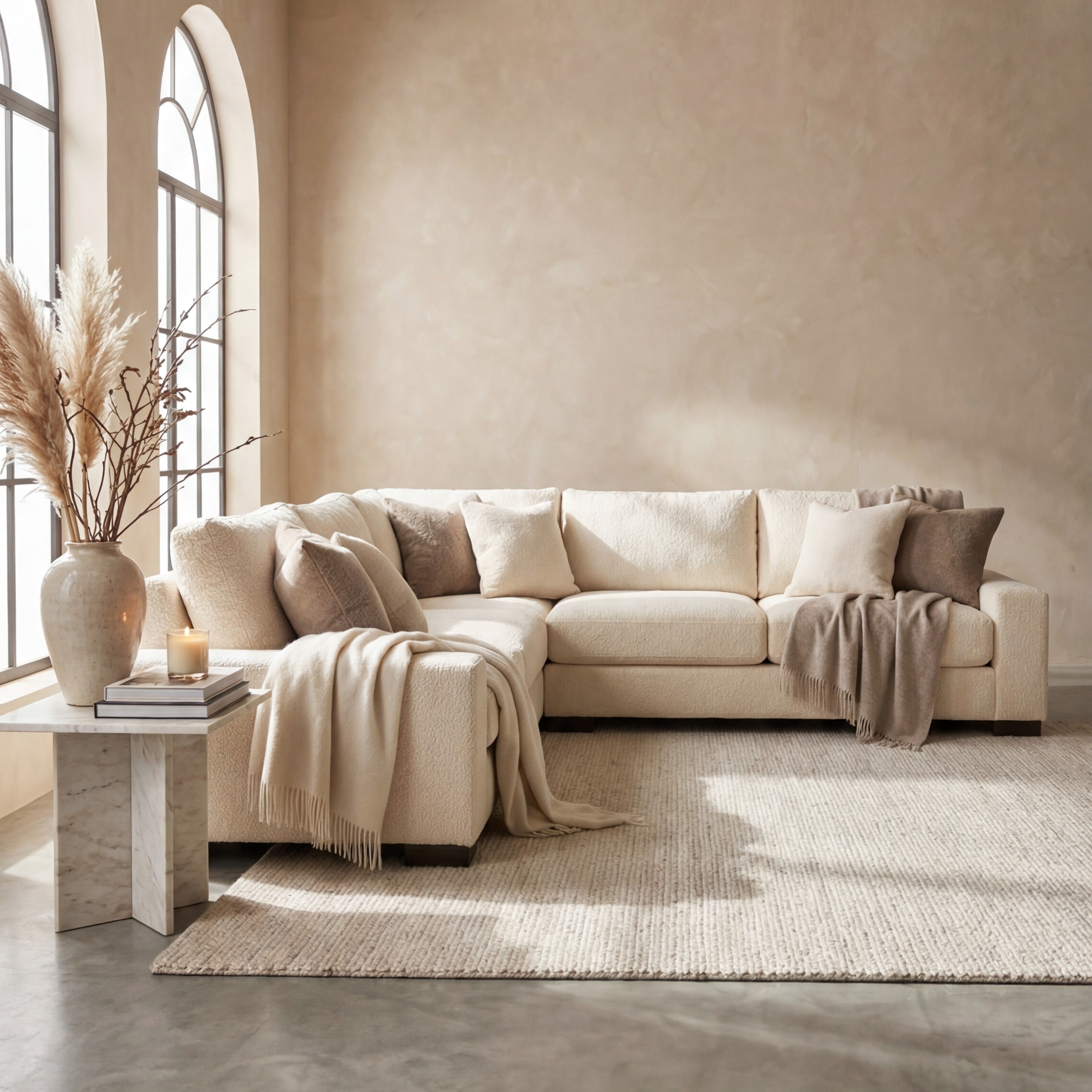Supreme Ivory Three-Piece Sectional