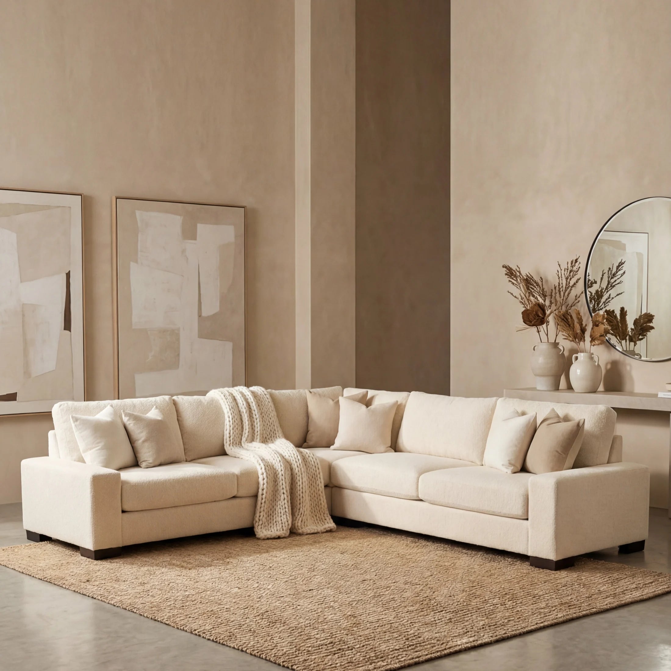 Cuddle Cream Three-Piece Sectional