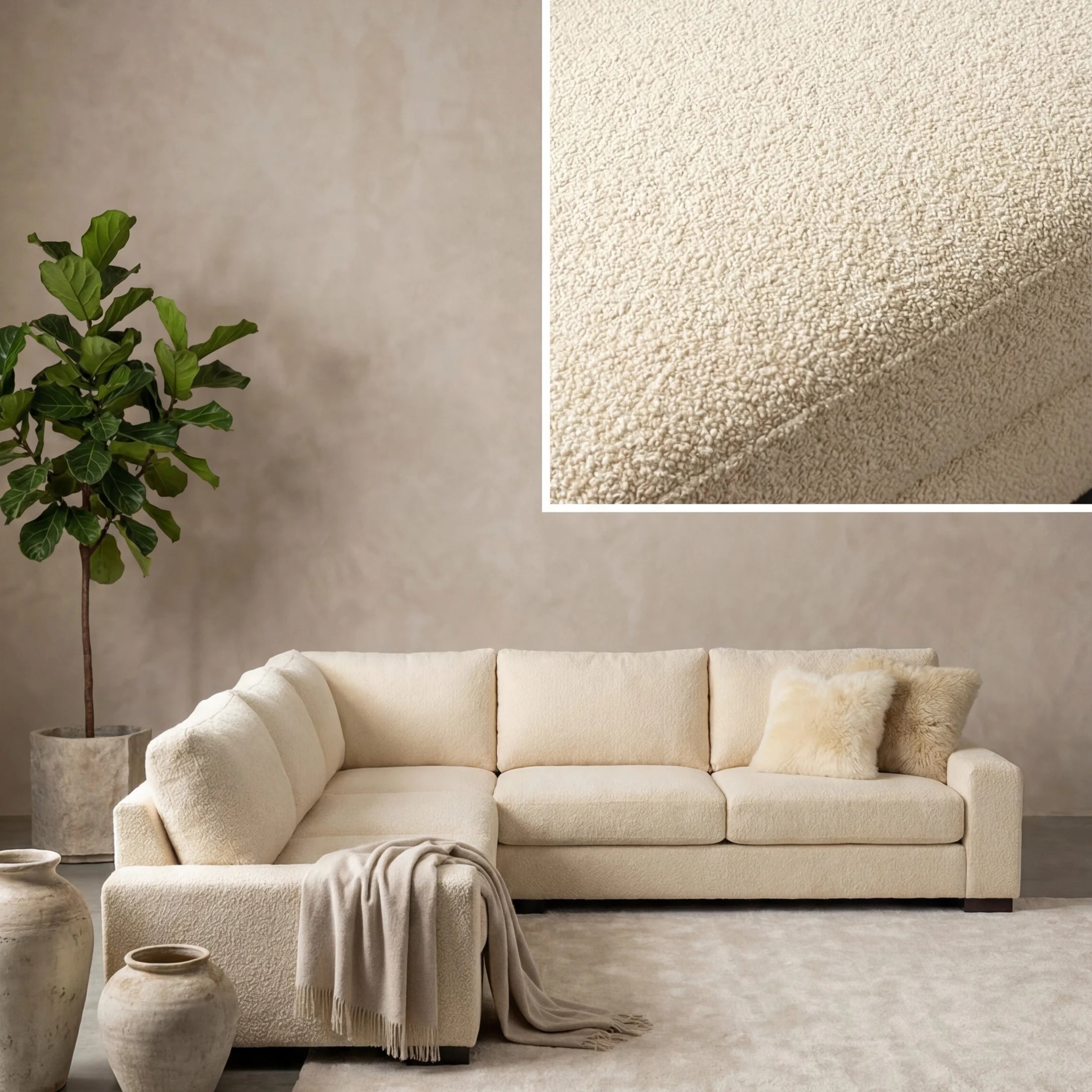 Cuddle Cream Three-Piece Sectional