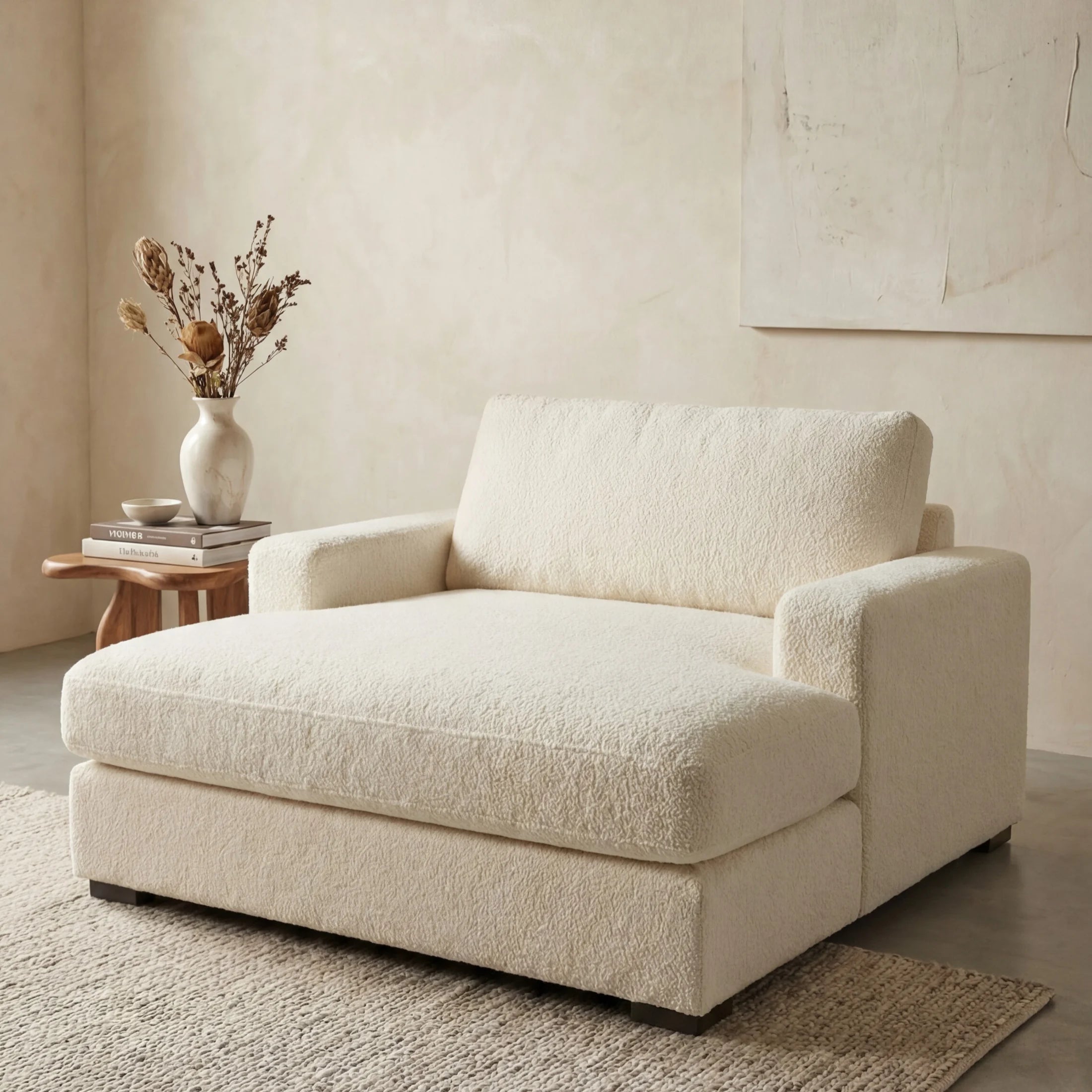 Cuddle Cream chaise lounger staged in a styled living room (view 4)