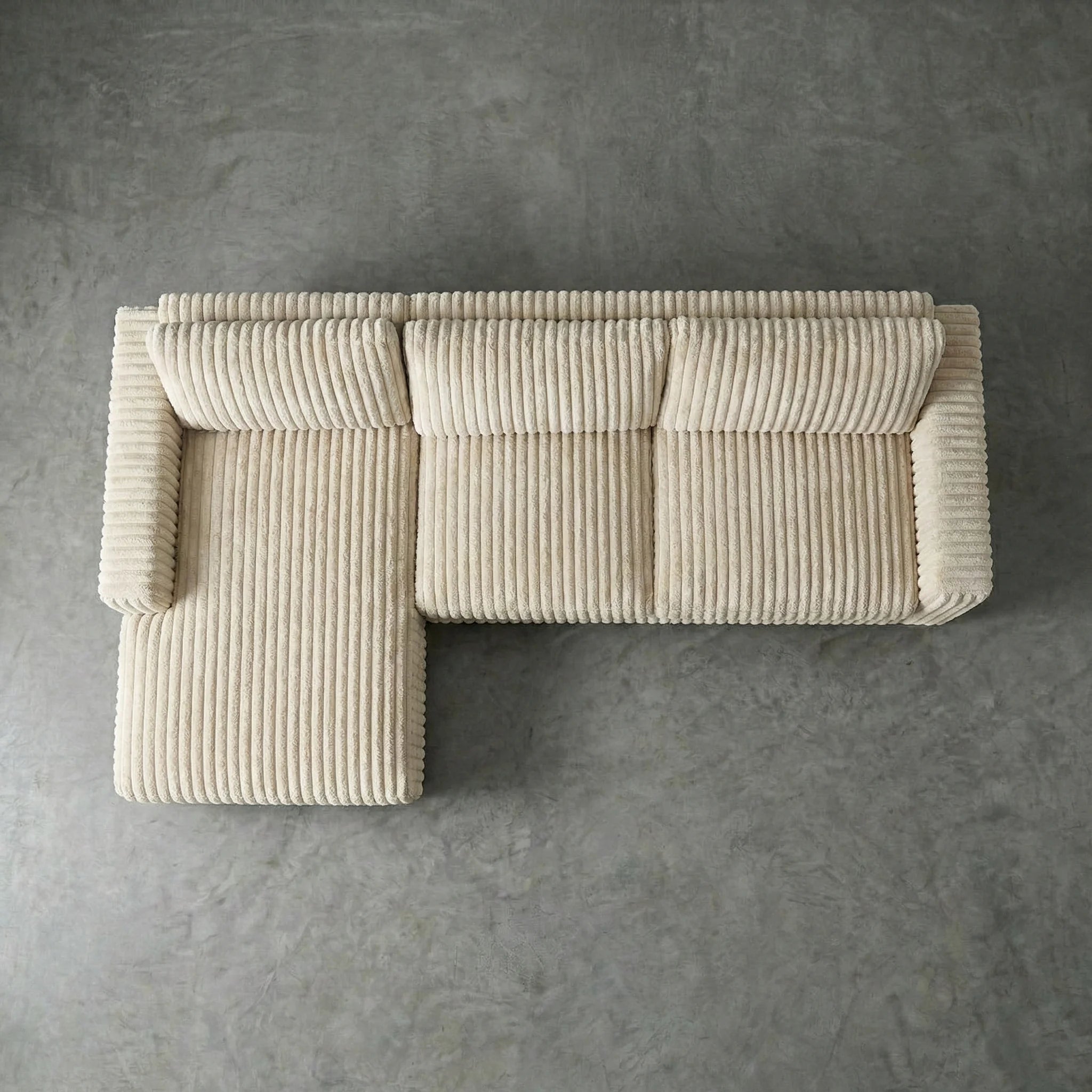 Minky Cream Two-Piece Chaise Sectional