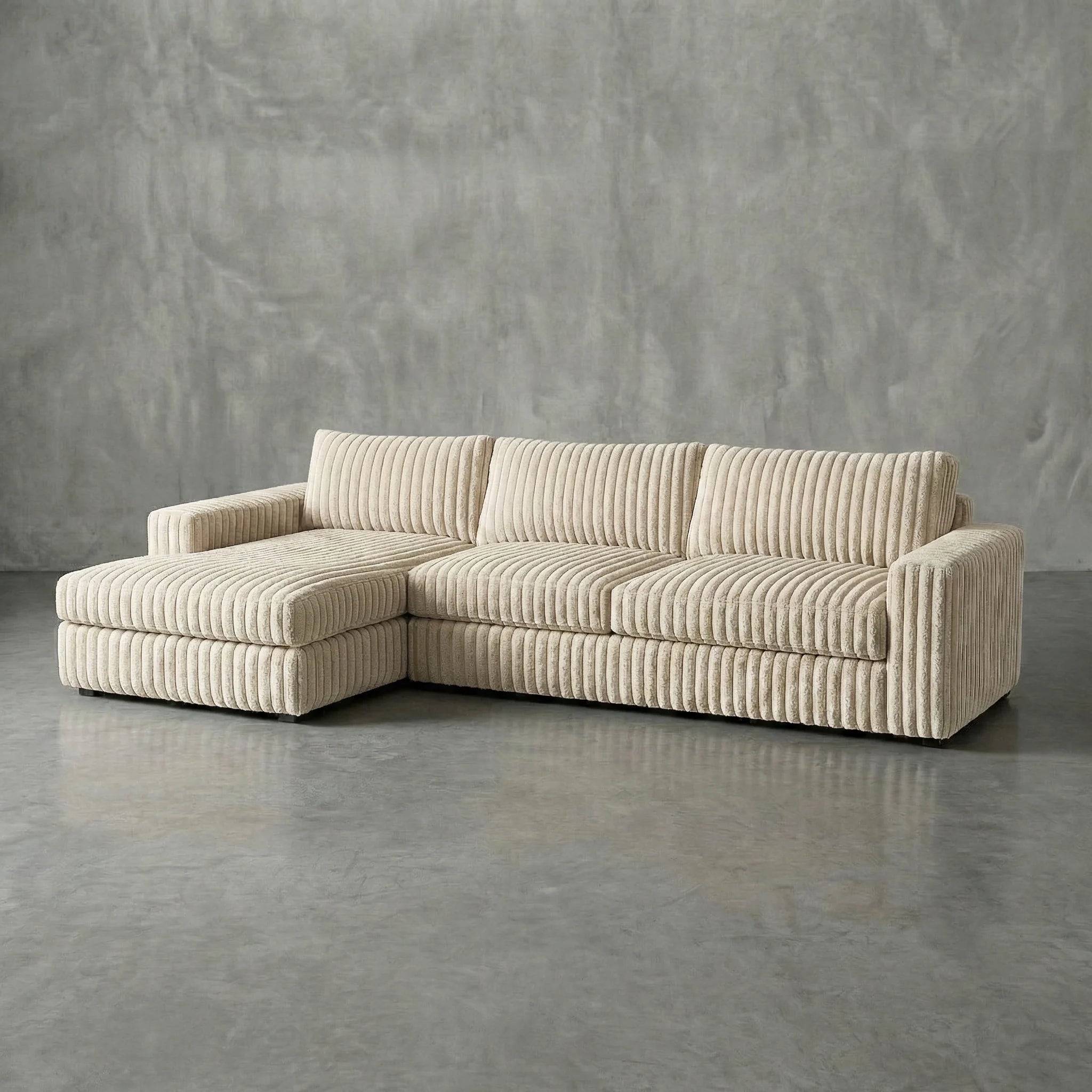 Minky Cream Two-Piece Chaise Sectional