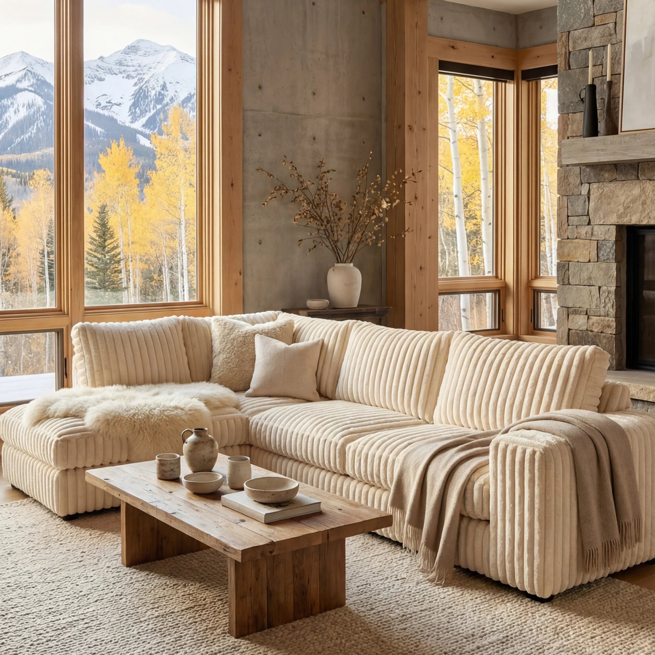 Minky Cream Two-Piece Sectional