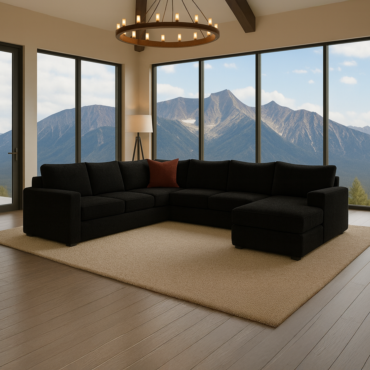 Black Halworth Three-Piece Sectional