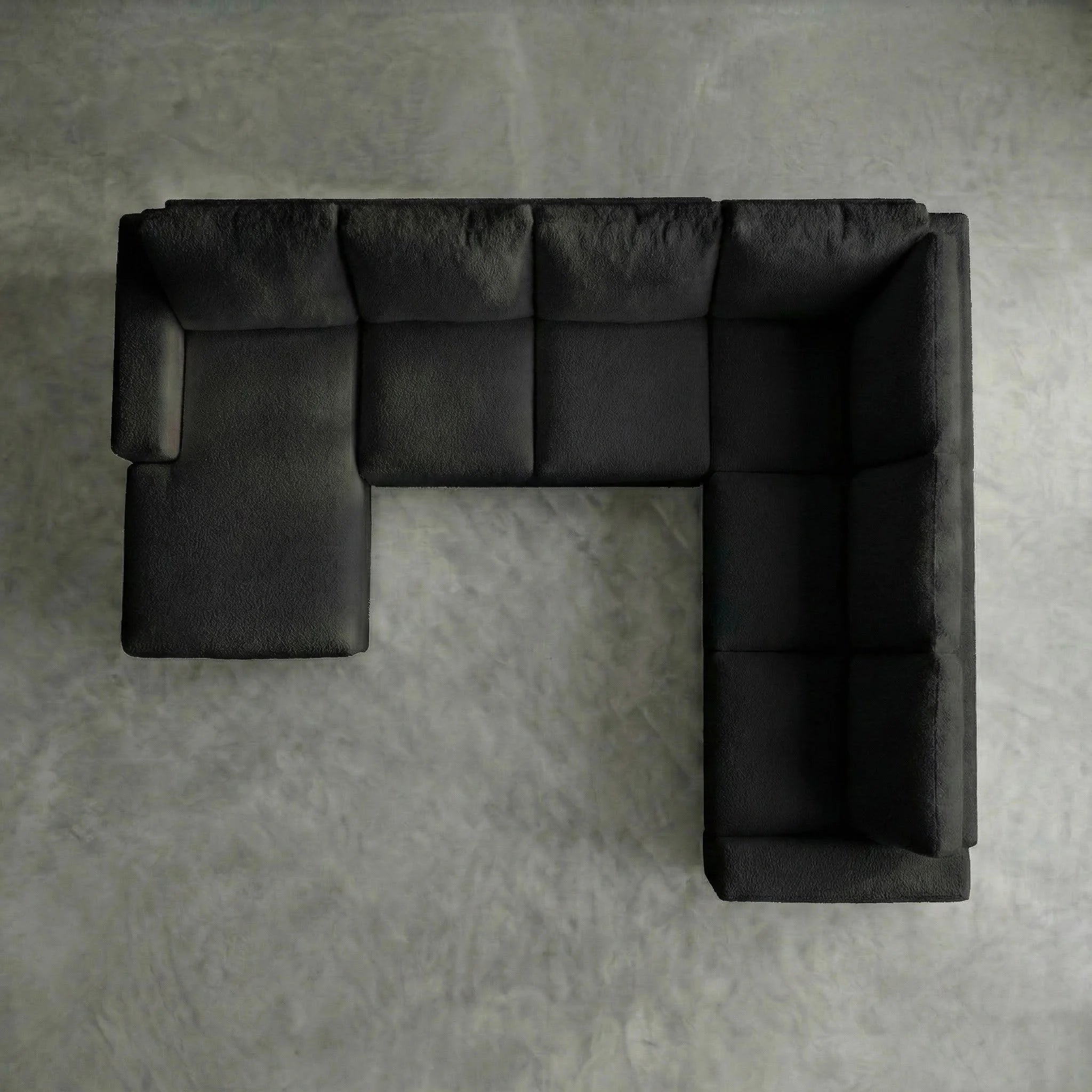 Cuddle Black Three-Piece Chaise Sectional