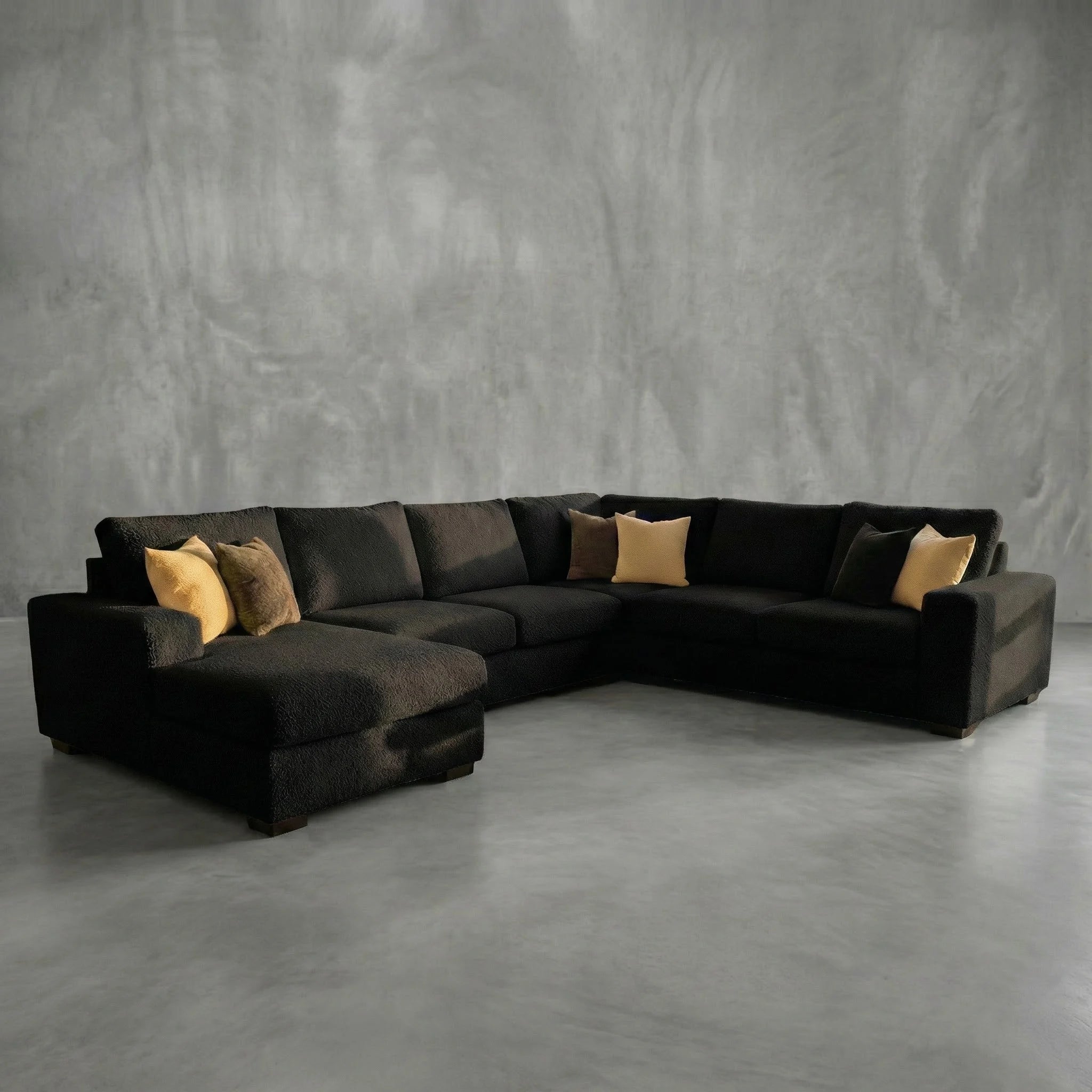 Cuddle Black Three-Piece Chaise Sectional