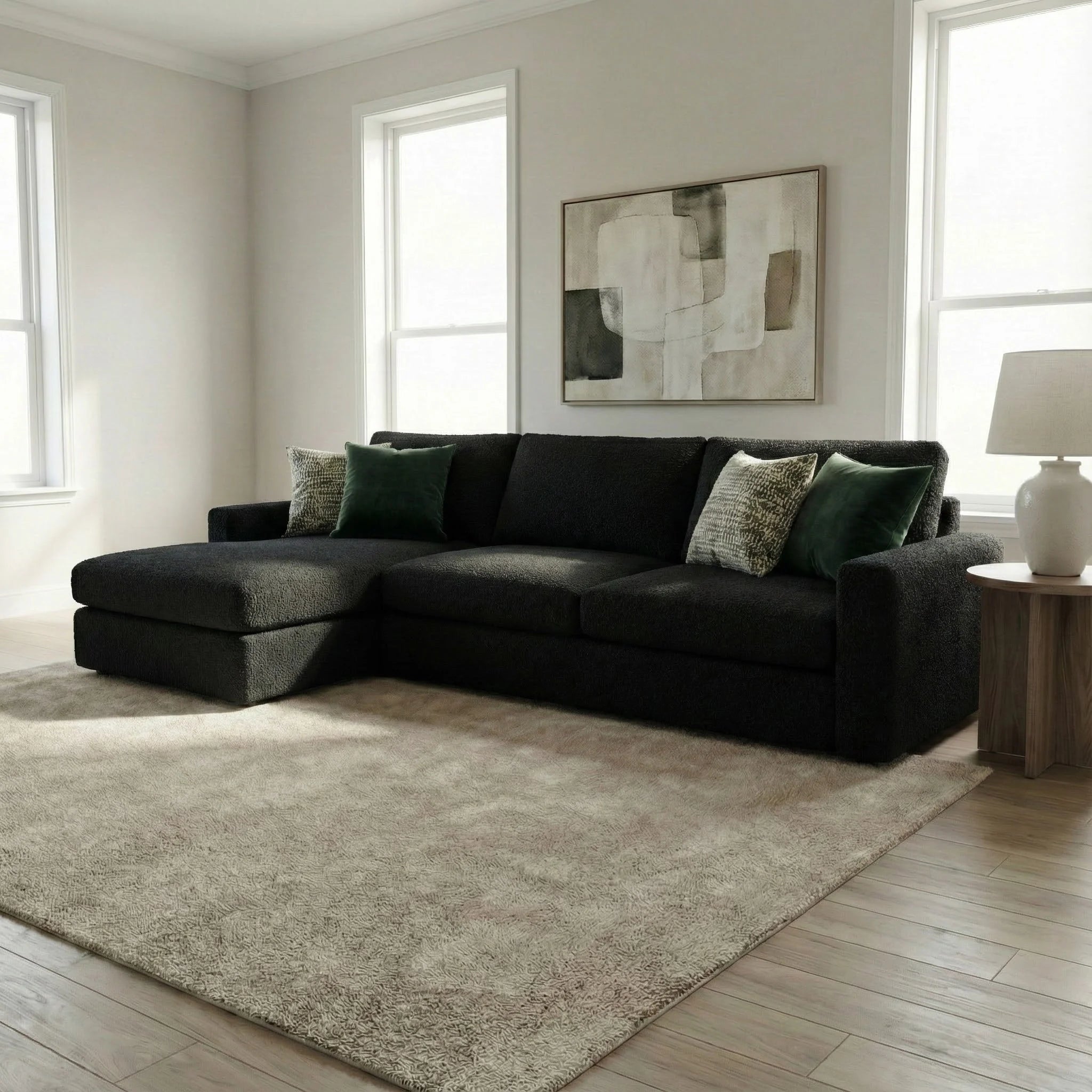 Cuddle Black Two-Piece Chaise Sectional