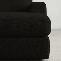 Close-up of cuddle black fabric texture, showing weave detail