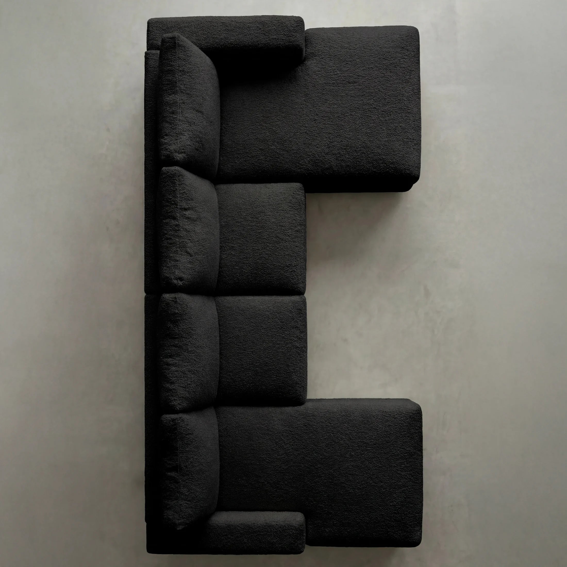 Cuddle Black Three-Piece Double Chaise Sectional