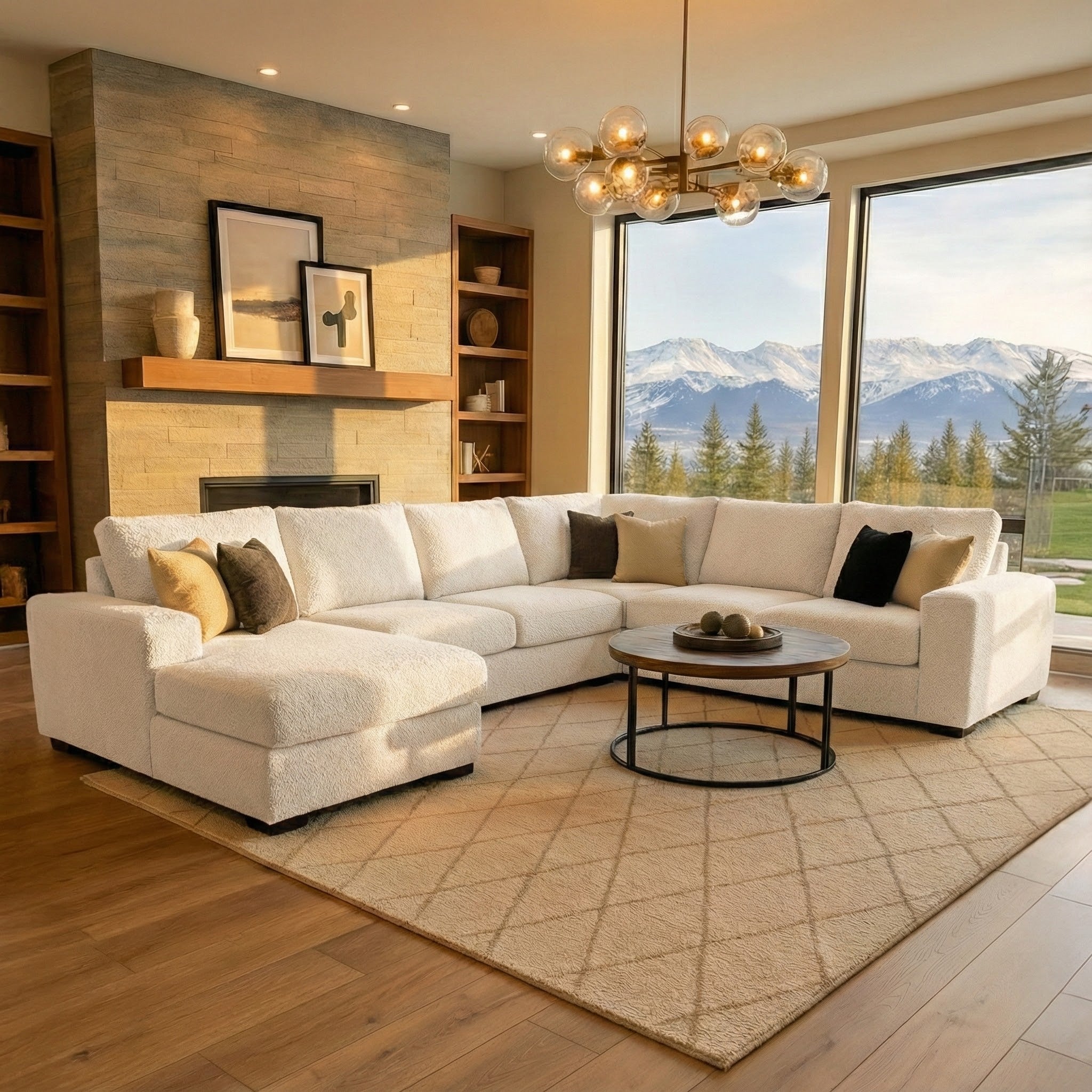 Cuddle Bone Three-Piece Chaise Sectional