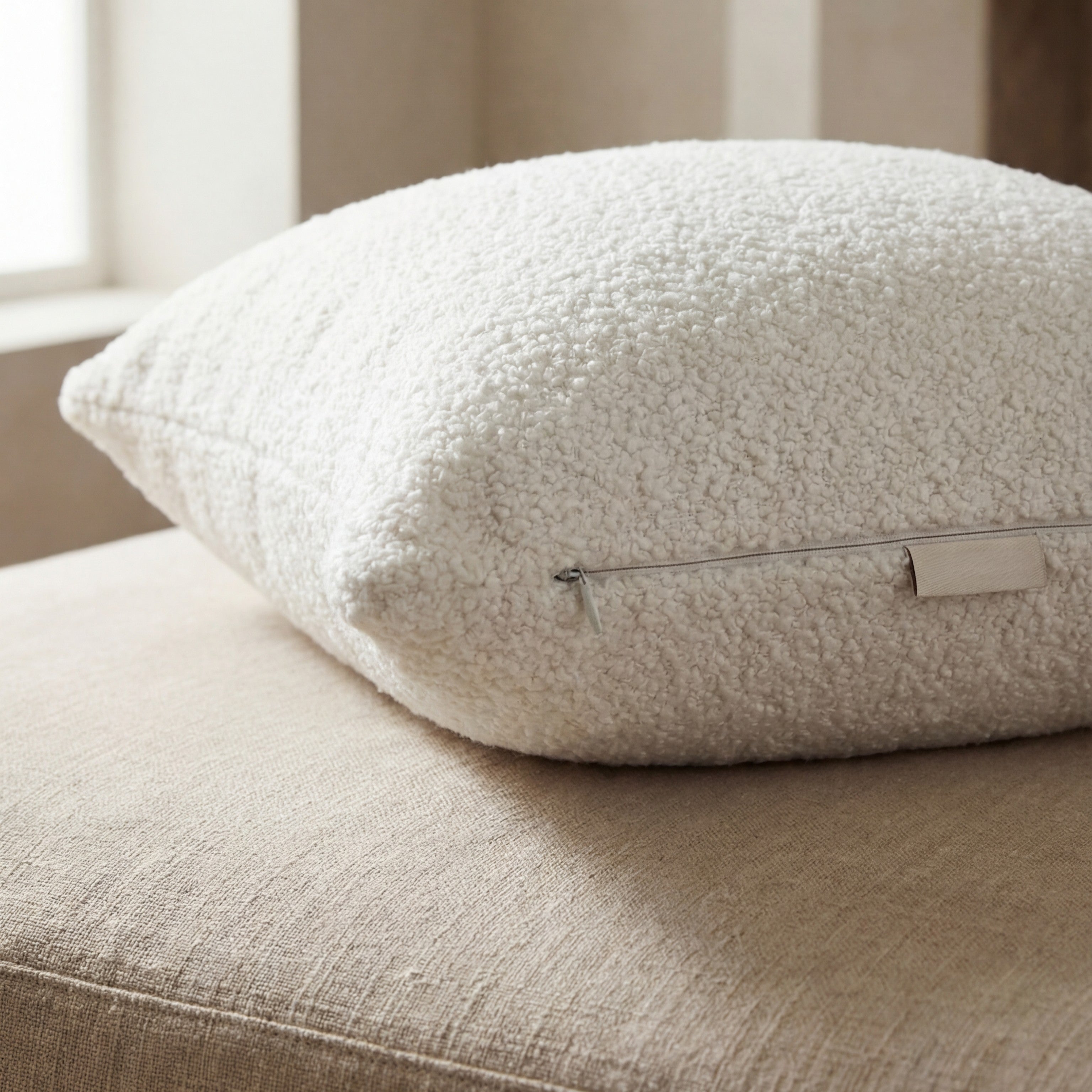 24" Cuddle Bouclé Throw Pillow Bone