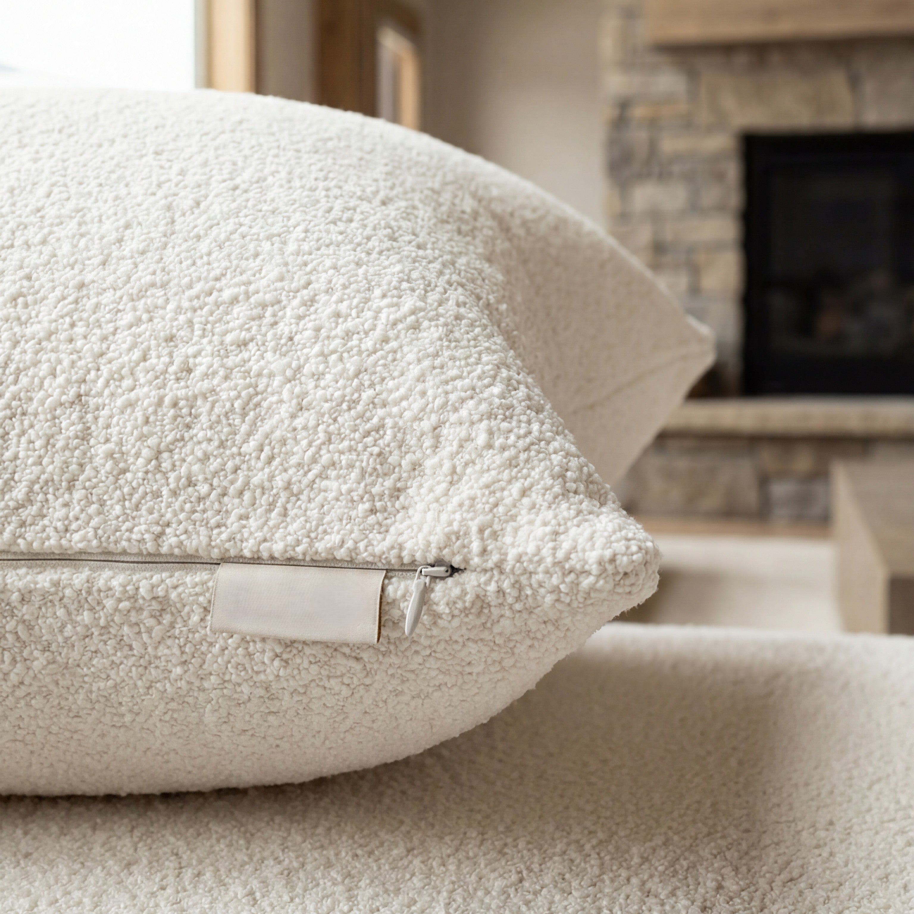 24" Cuddle Bouclé Throw Pillow Bone