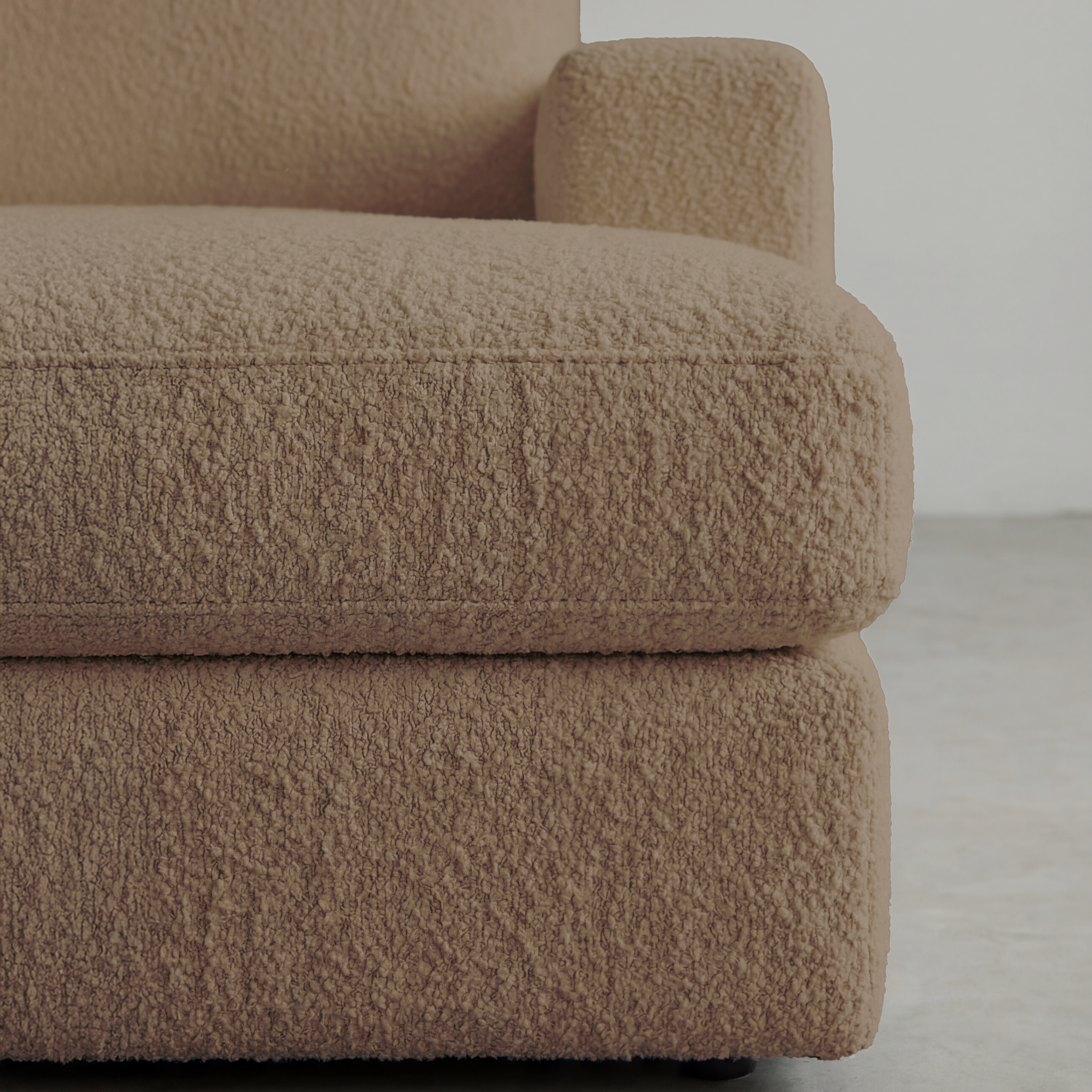 Close-up of cuddle cashew fabric texture, showing weave detail