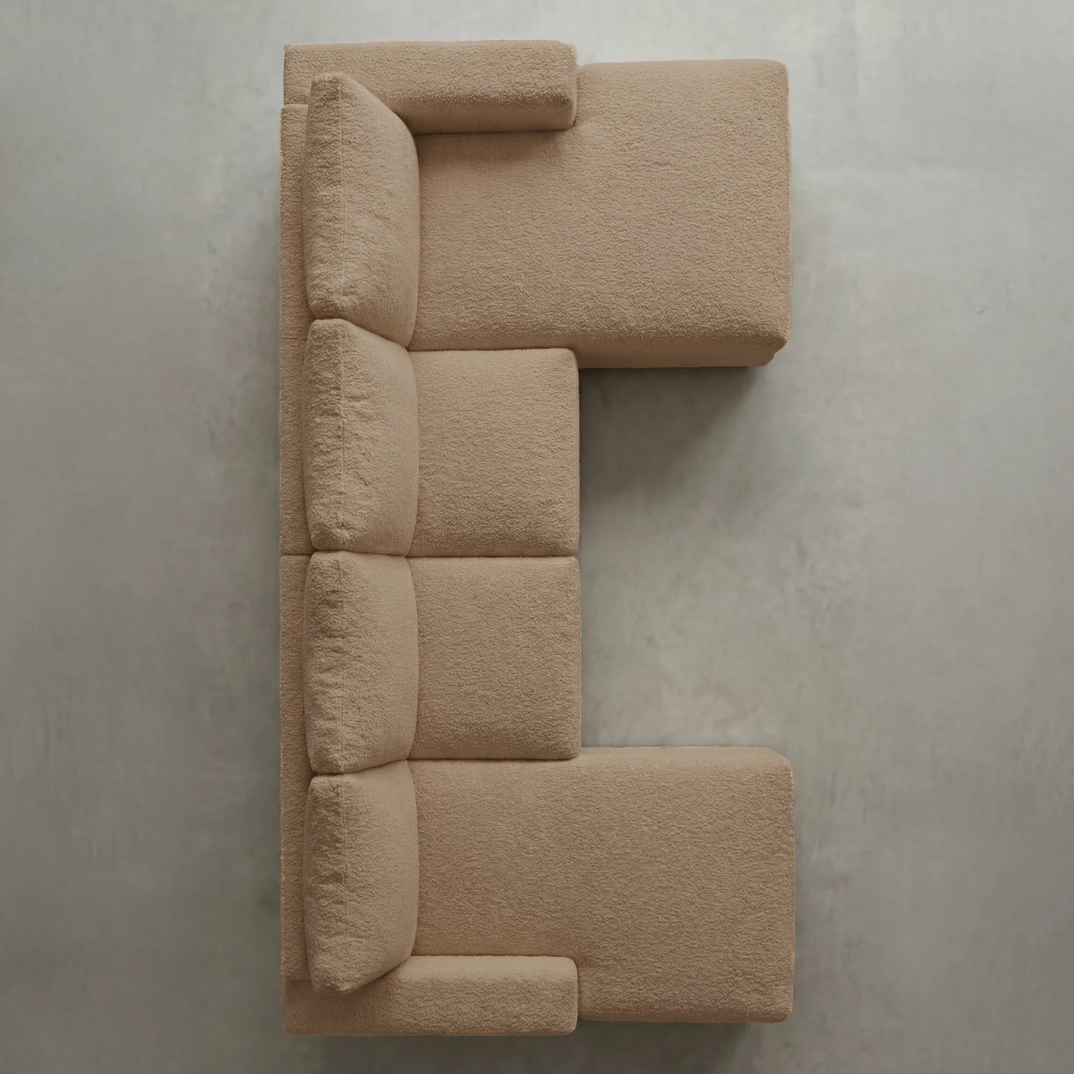 Cuddle Cashew Three-Piece Double Chaise Sectional